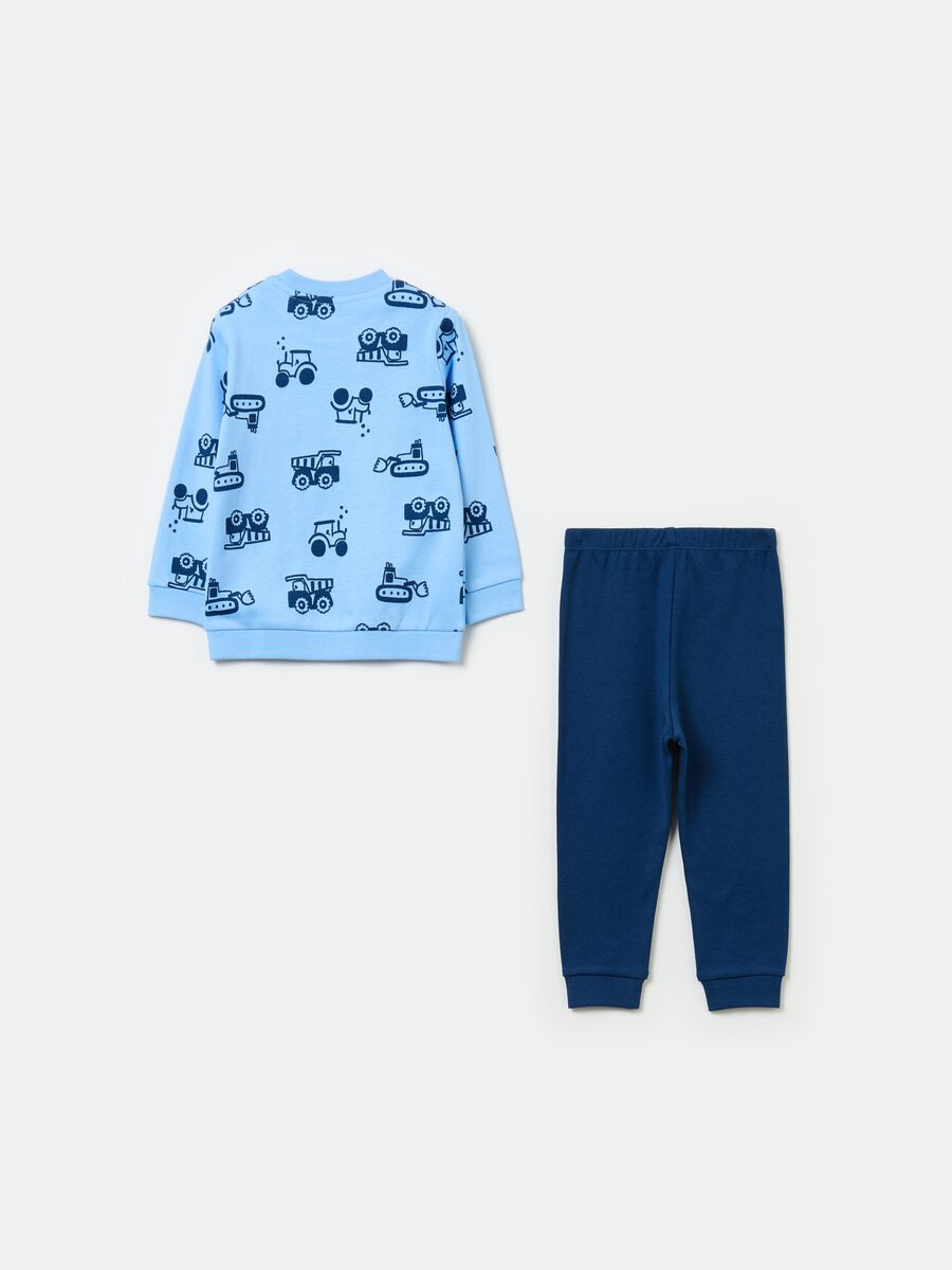 Pyjamas in organic cotton with machinery print_1