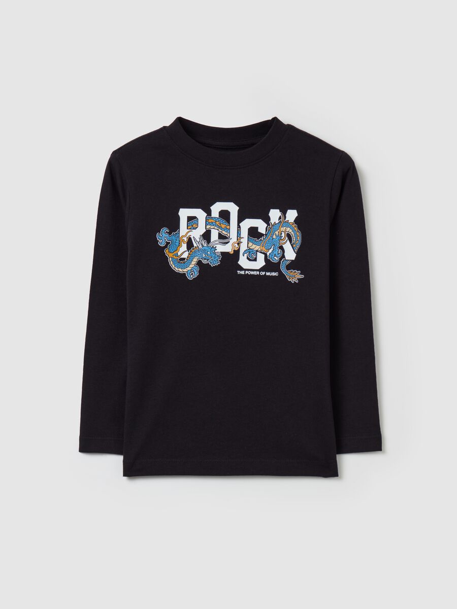 Long-sleeved T-shirt with "Rock" print_0