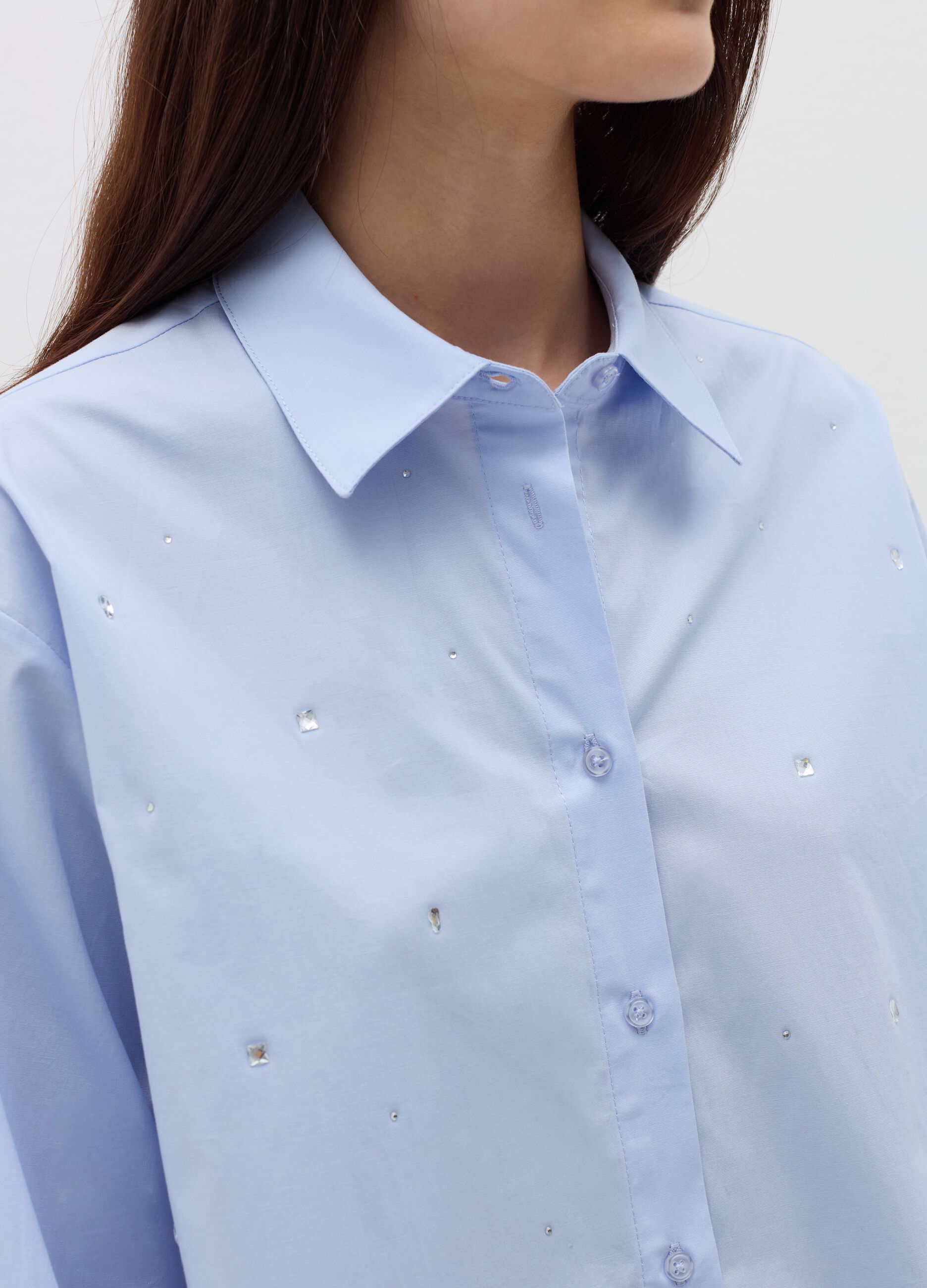 Oversized stretch cotton shirt