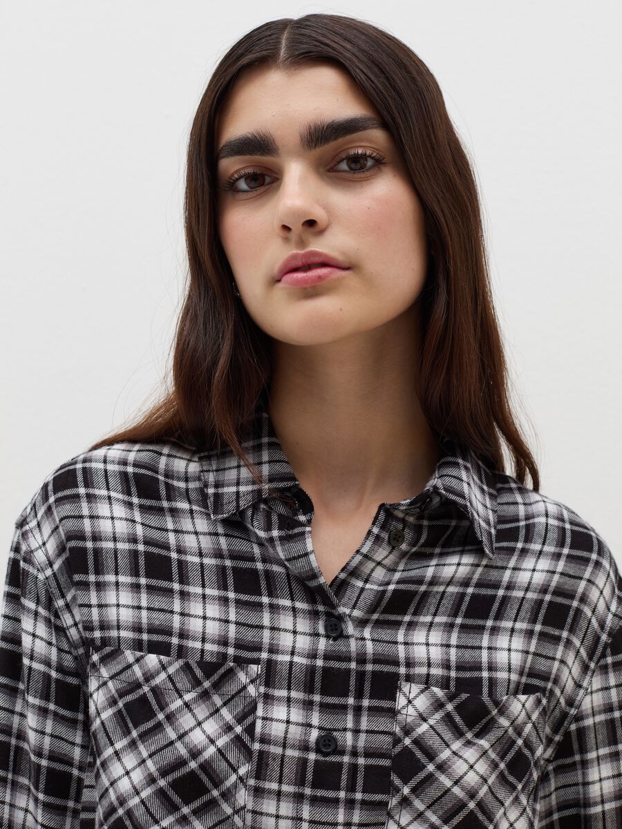 Crop shirt in check flannel_3