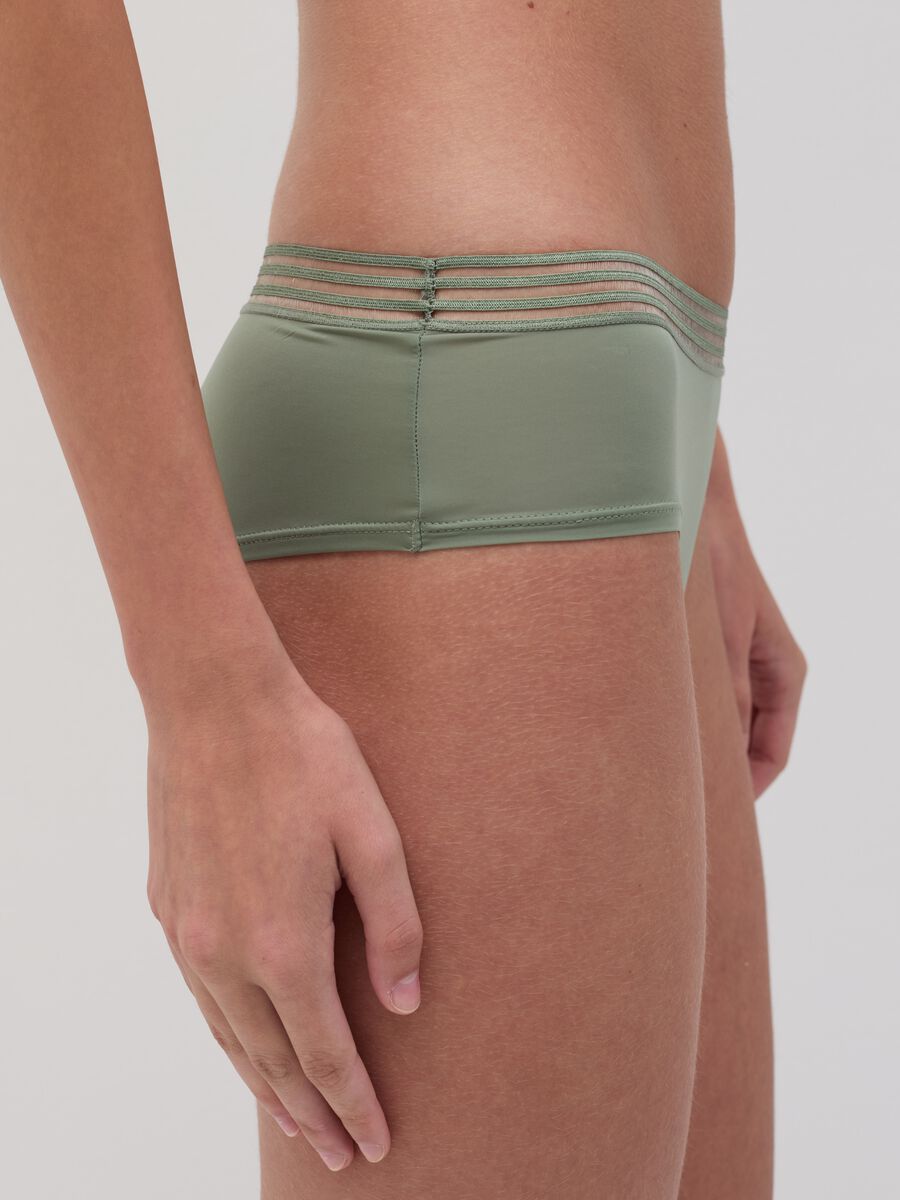 Microfibre French knickers with striped external elastic_2