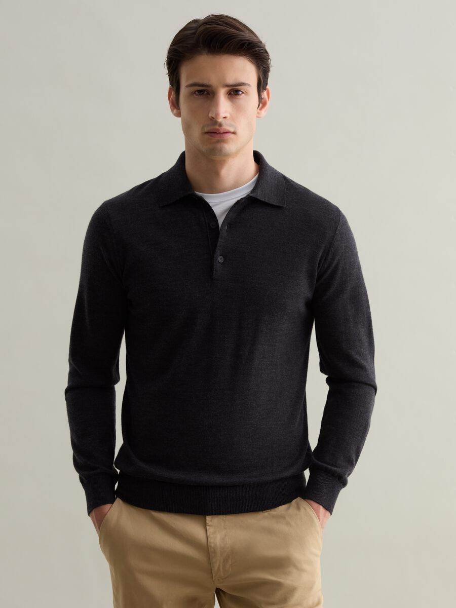 Merino wool top with polo neck_1