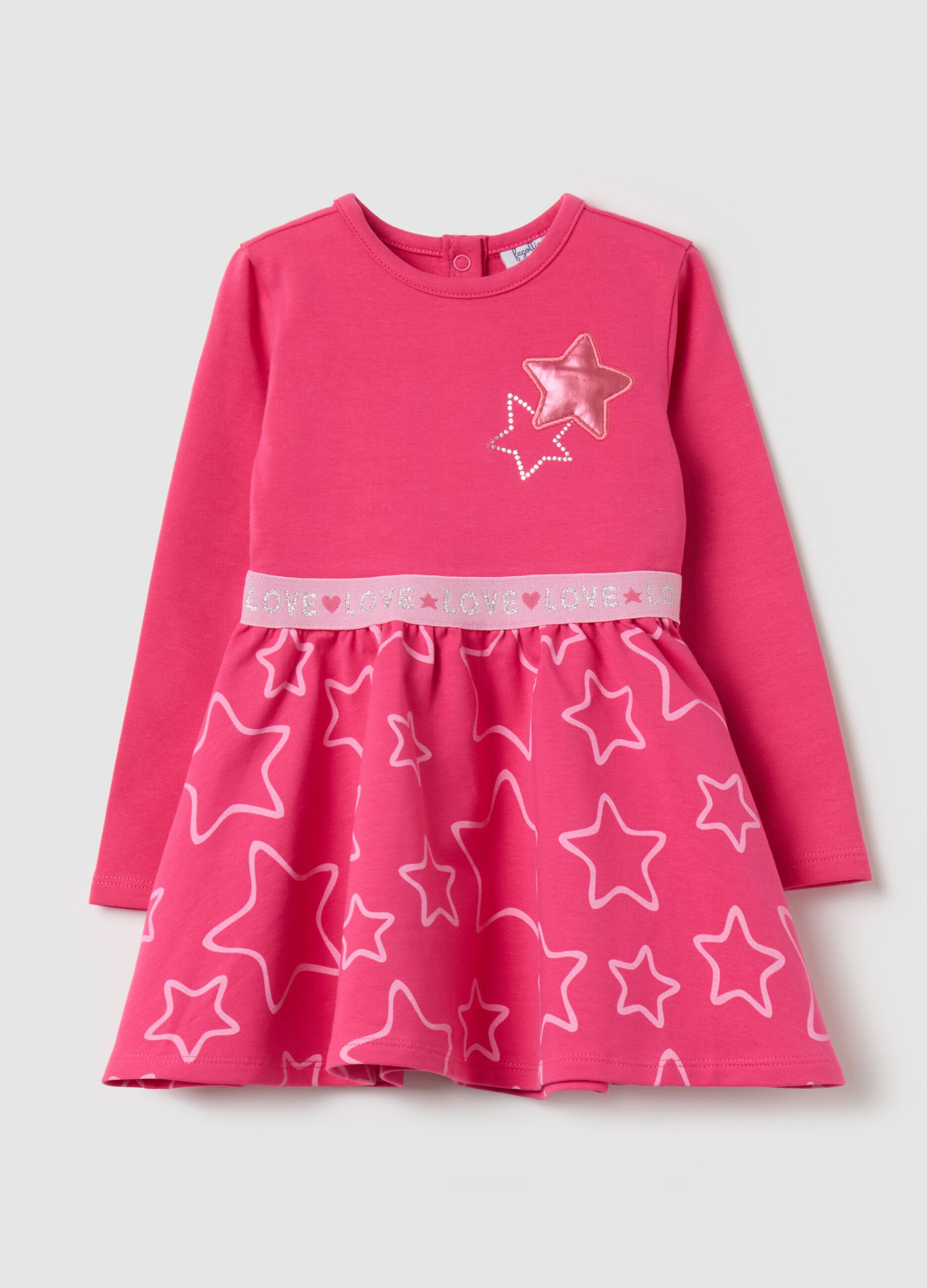 French terry dress with stars print