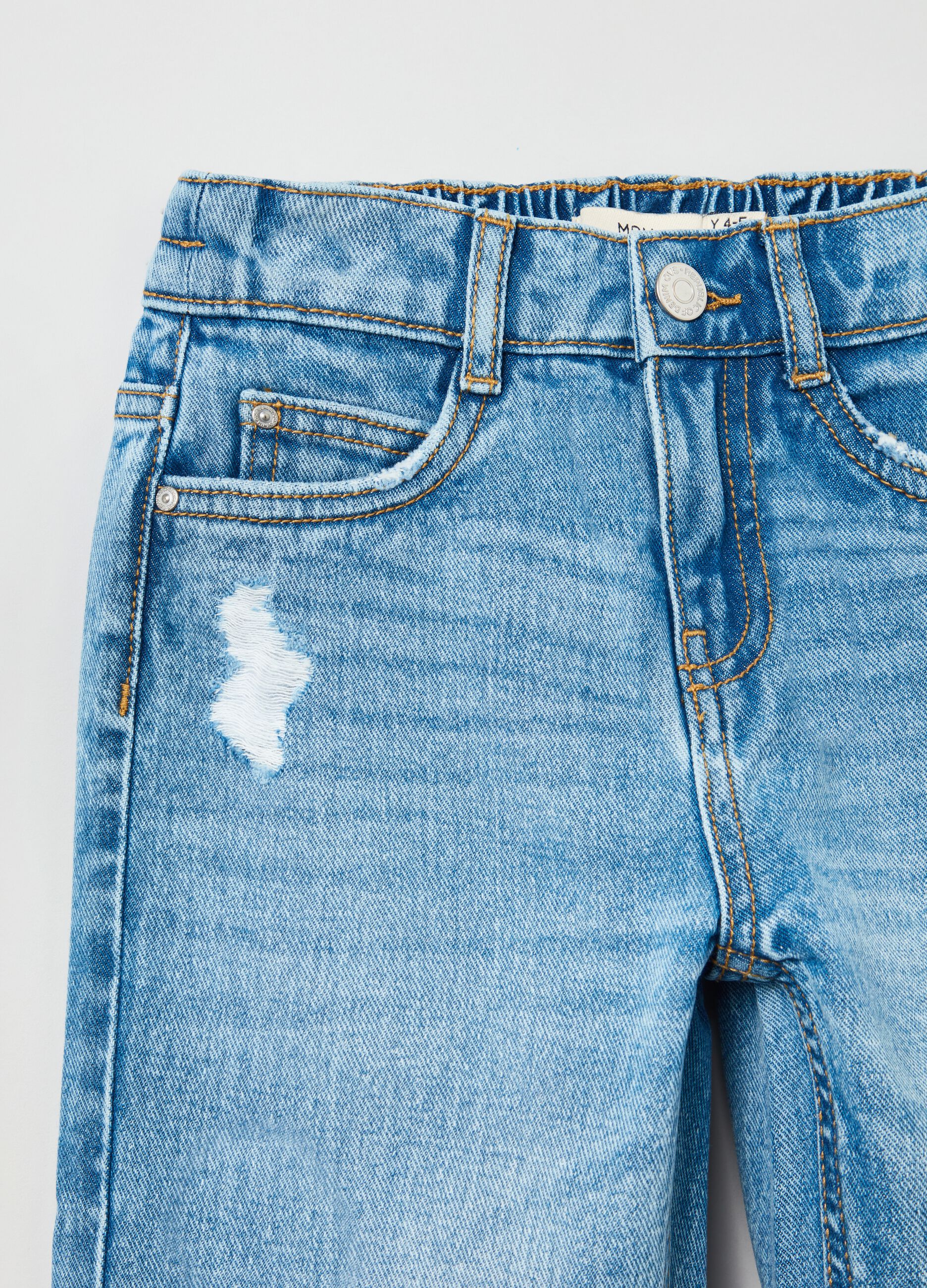 Mum-fit jeans with abrasions