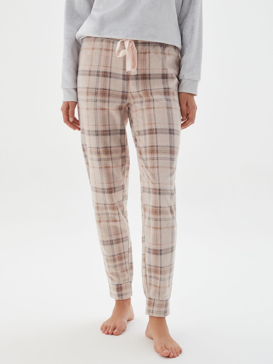 Pantalone pigiama in pile check_1