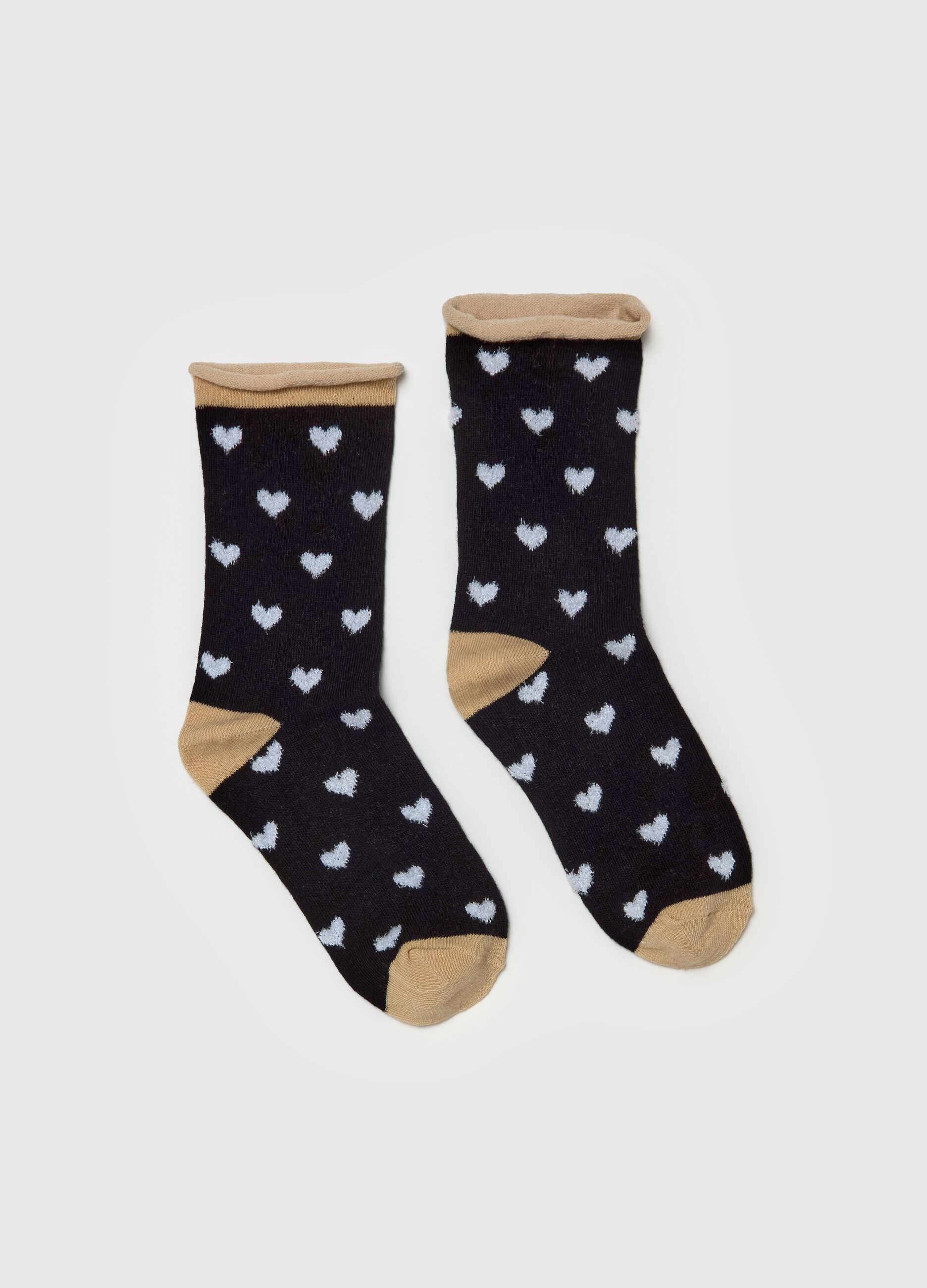 Short socks with hearts design