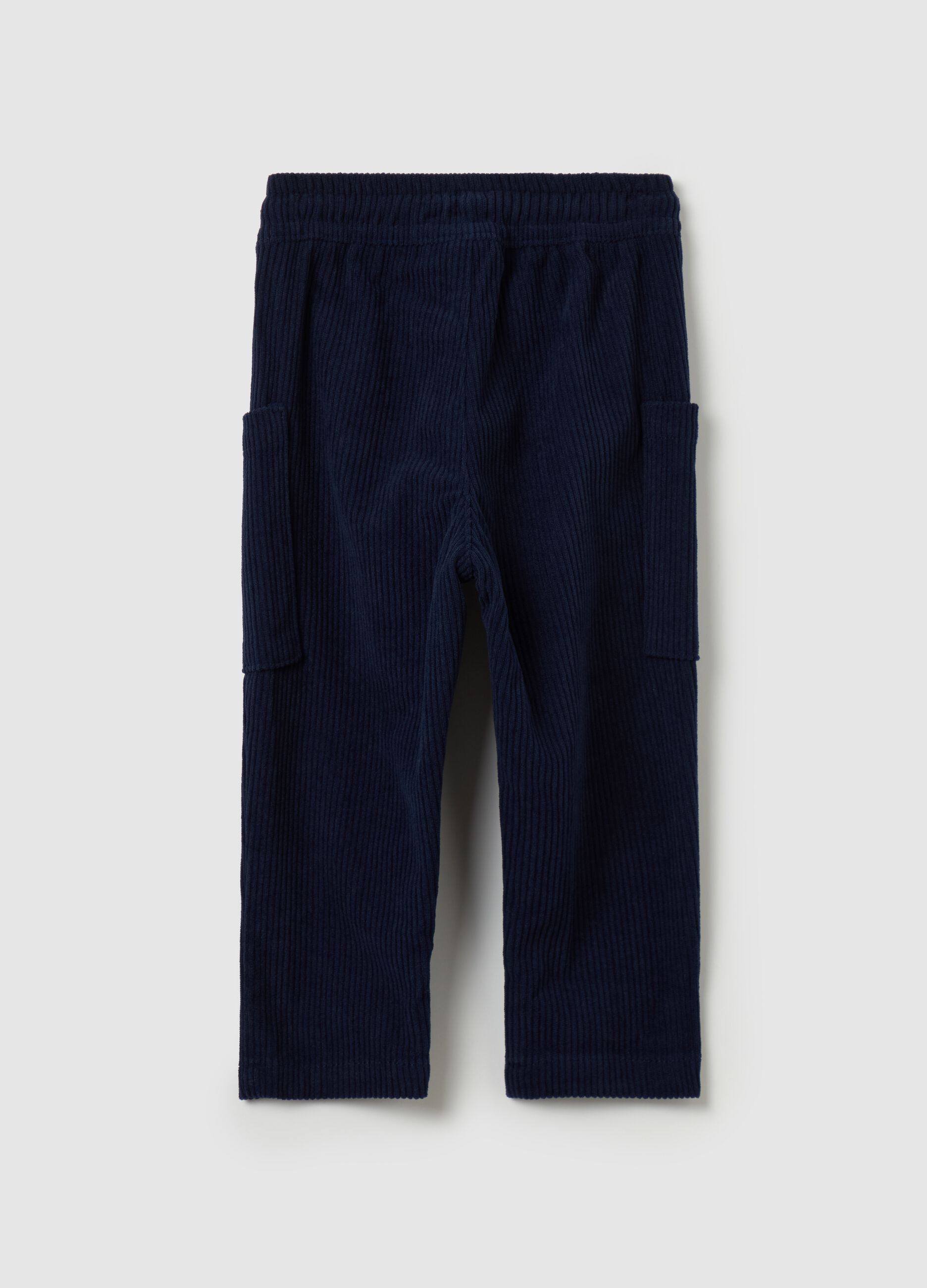 Corduroy trousers with pockets and drawstring