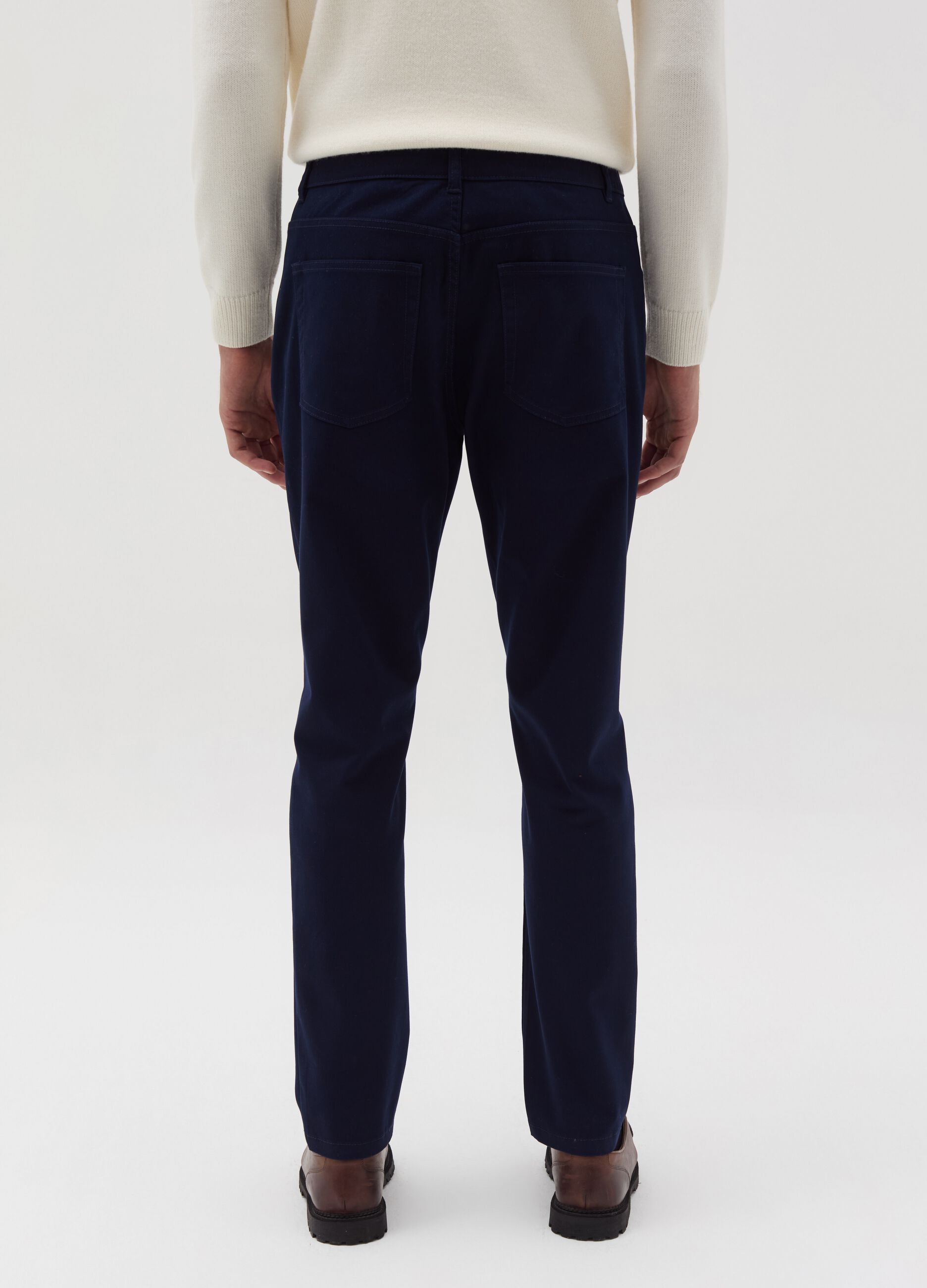 Slim-fit twill trousers with five pockets