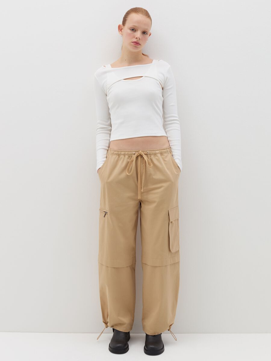 Cotton cargo parachute trousers_0