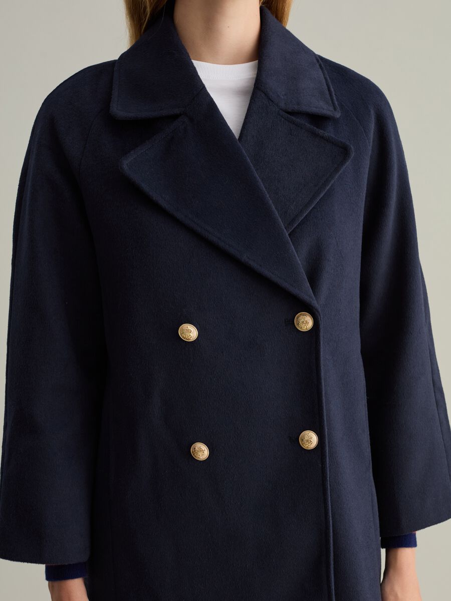 Double-breasted caban coat with golden buttons_2