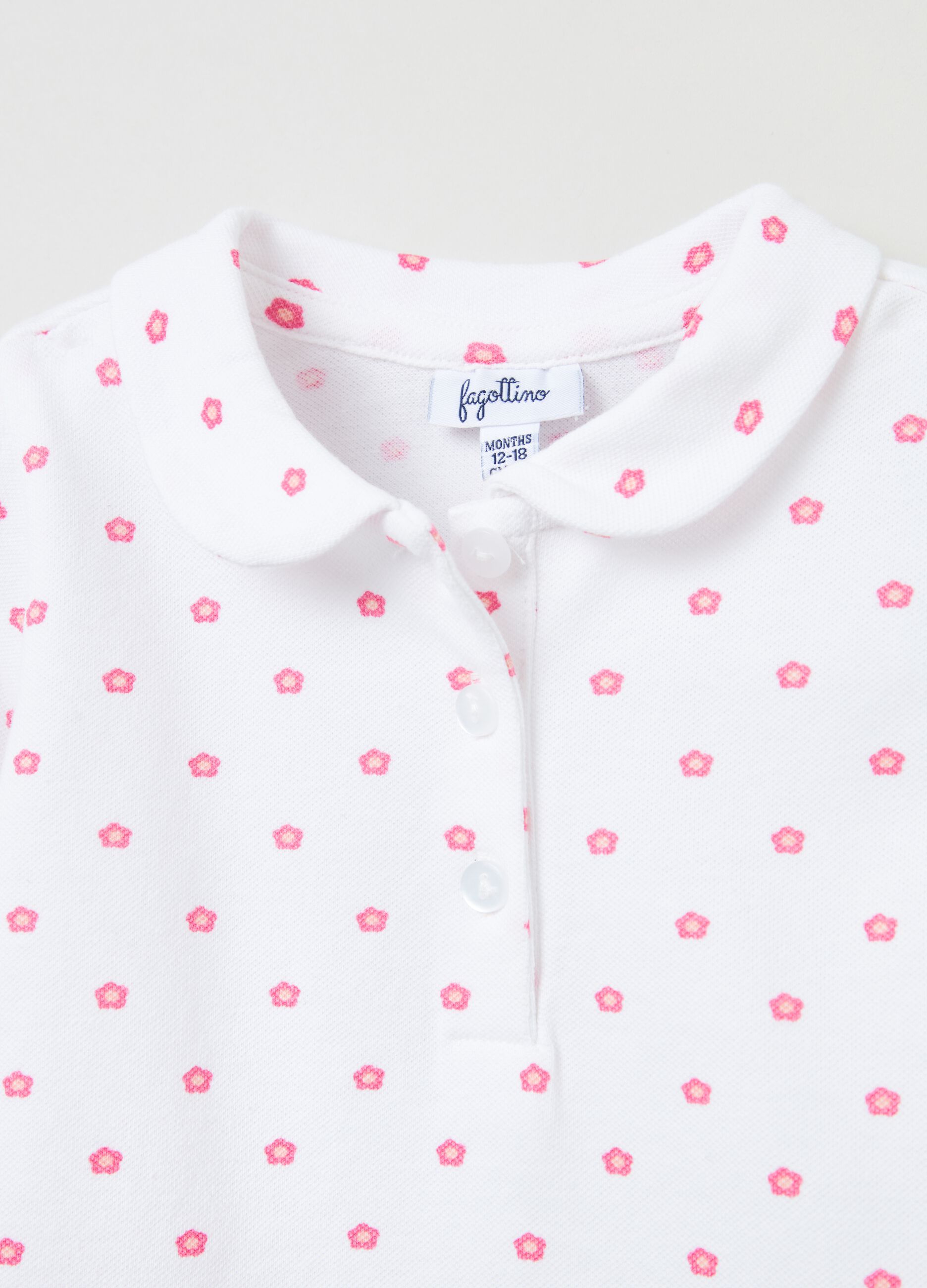 Pique polo shirt with ditsy floral print