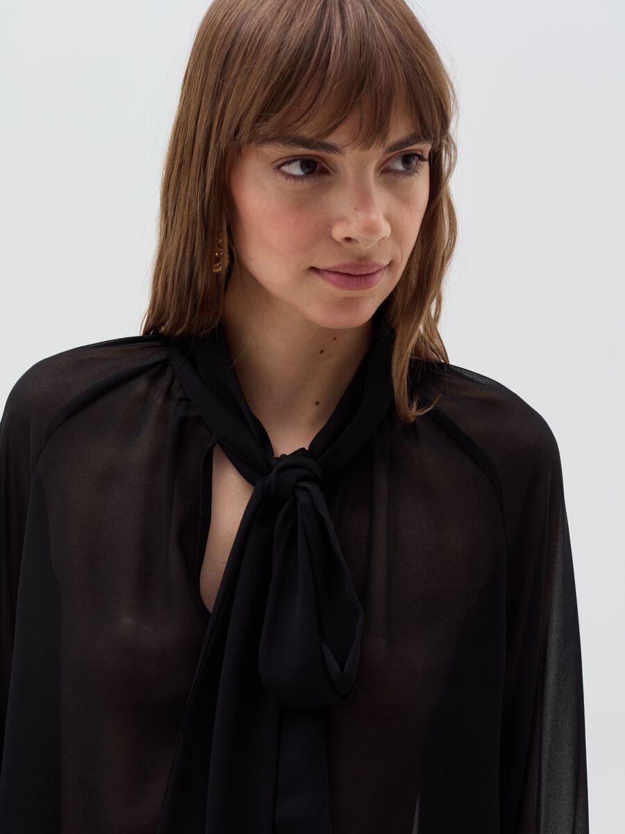 Semi-sheer blouse with foulard_2