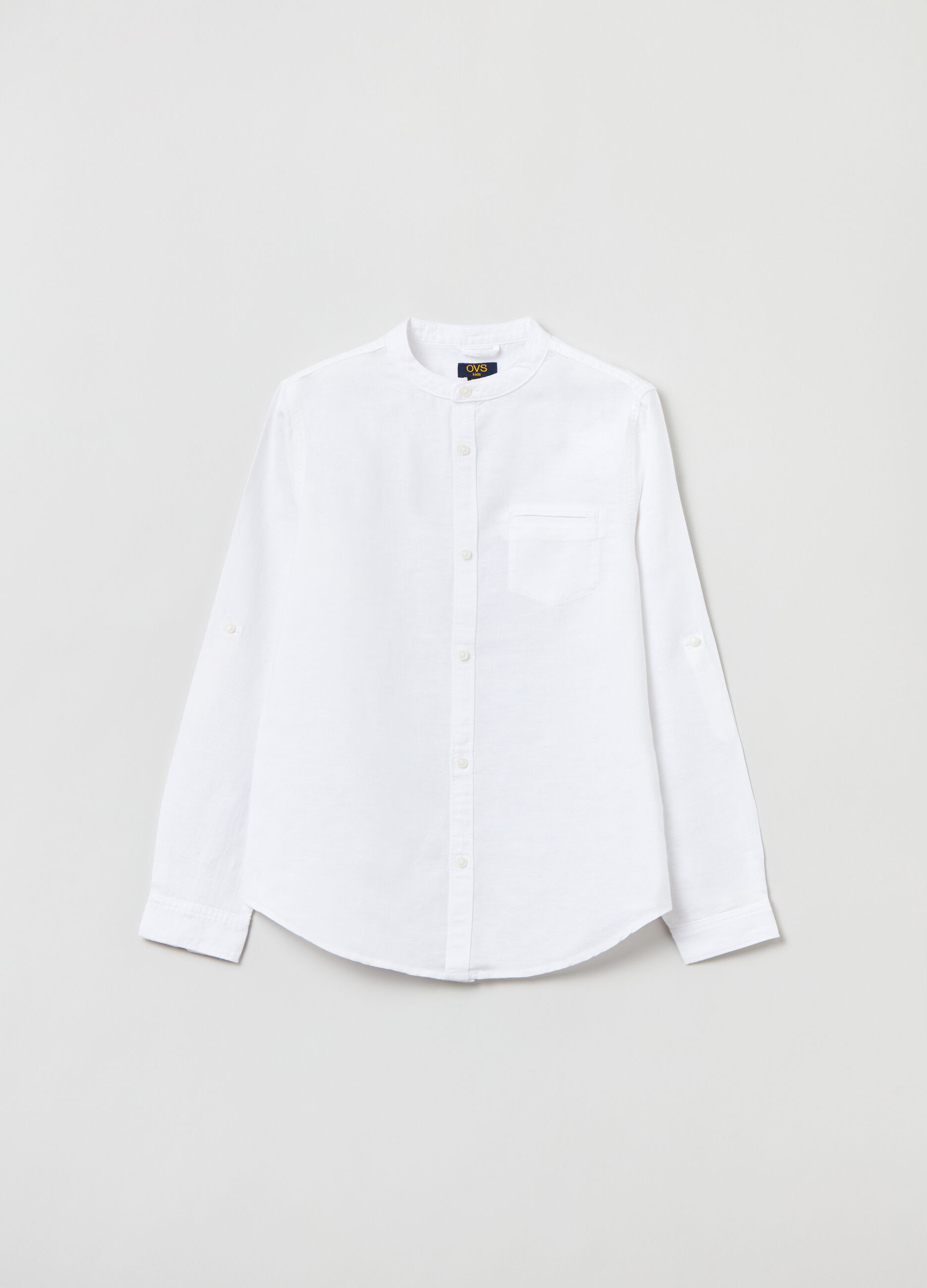 Linen and cotton shirt with pockets