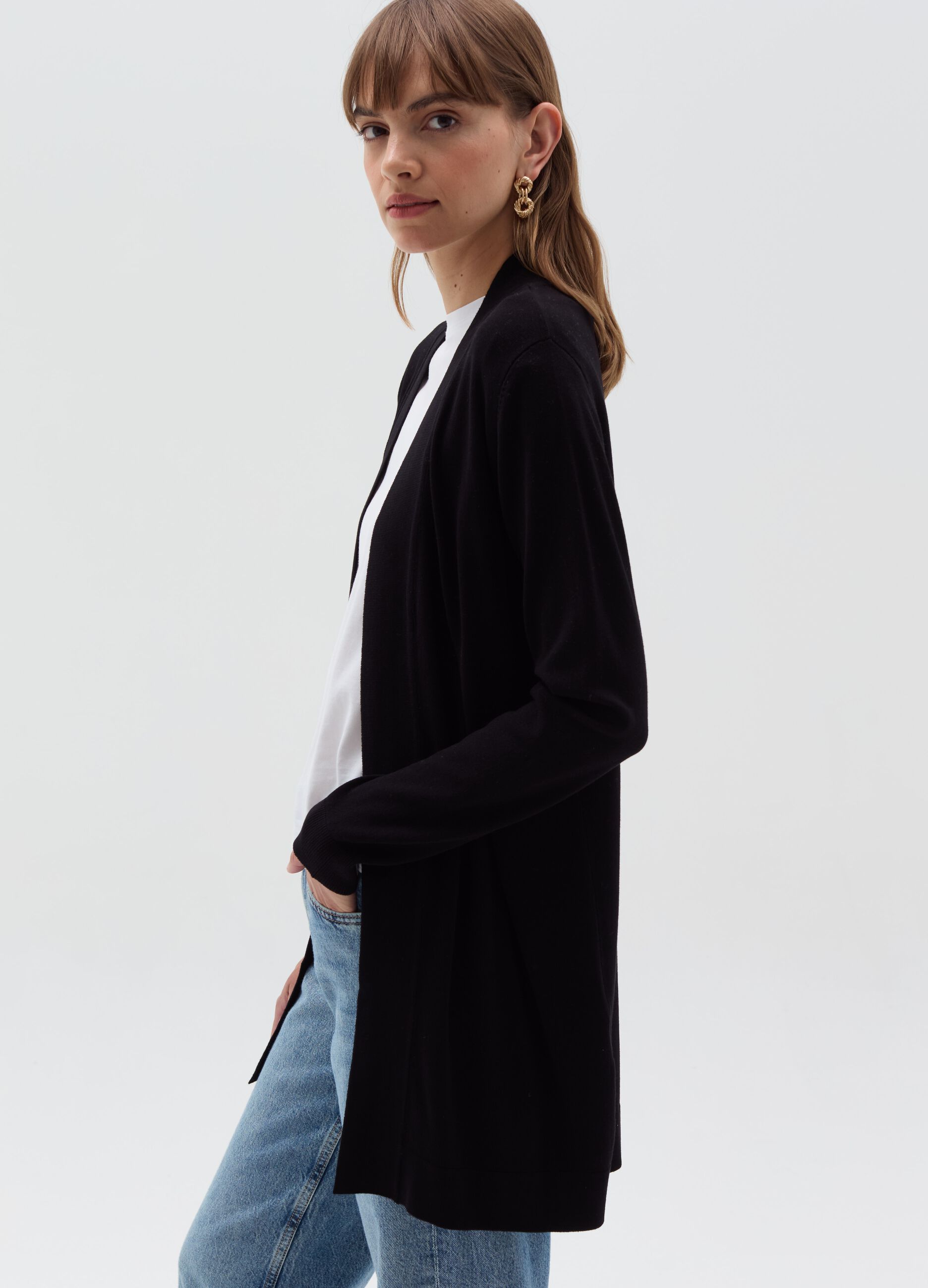 Long open cardigan