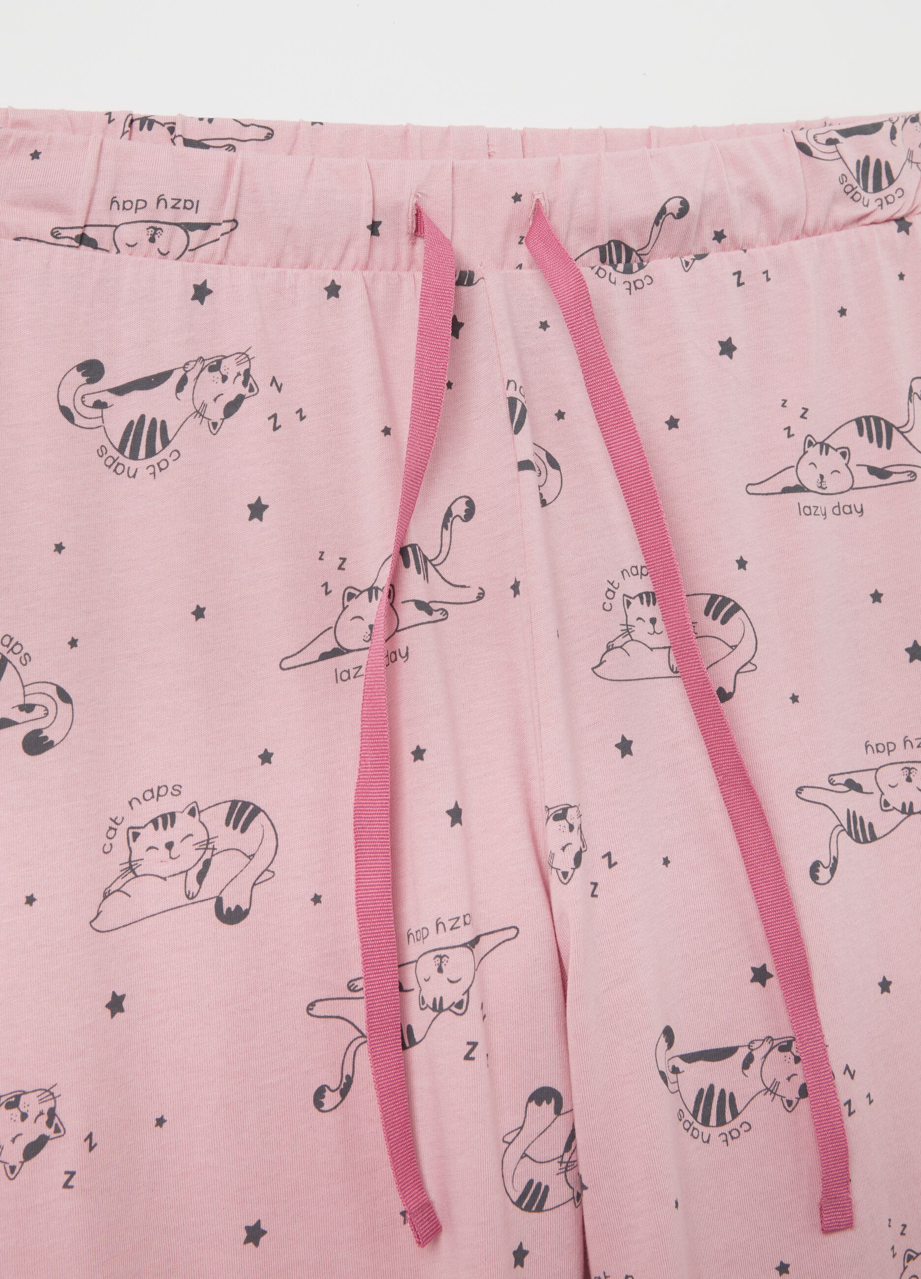 Long pyjamas with kitten print