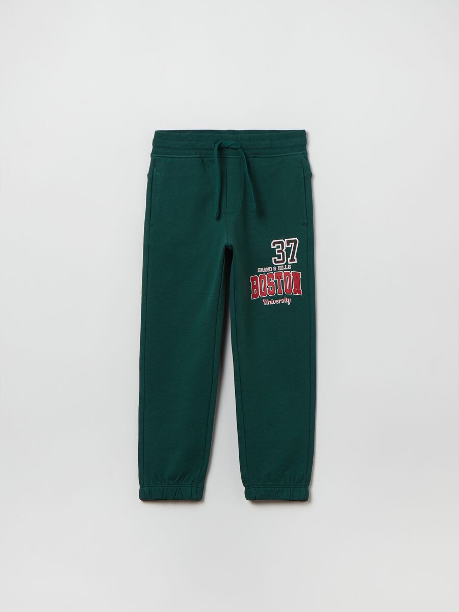 Fleece joggers with drawstring and print_0