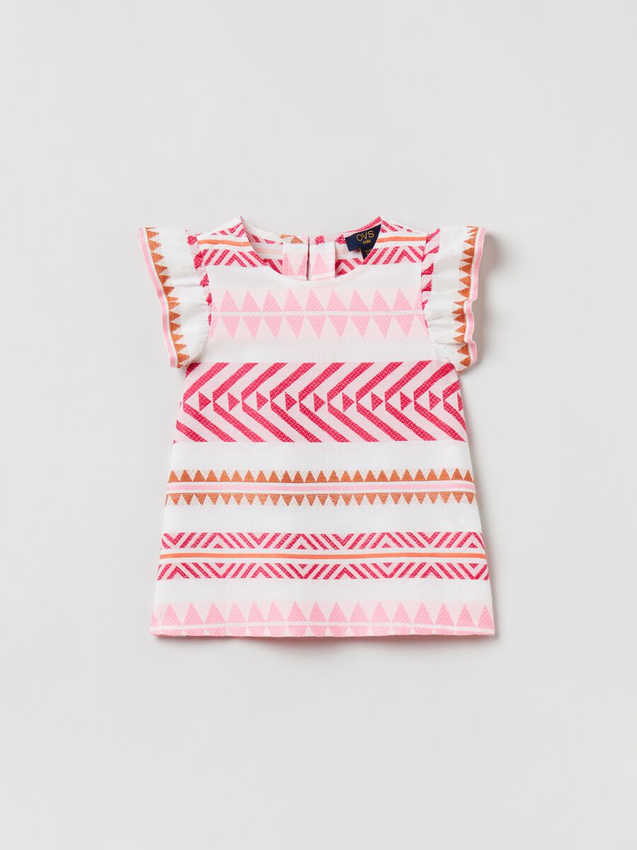 Cotton T-shirt with ethnic print_0