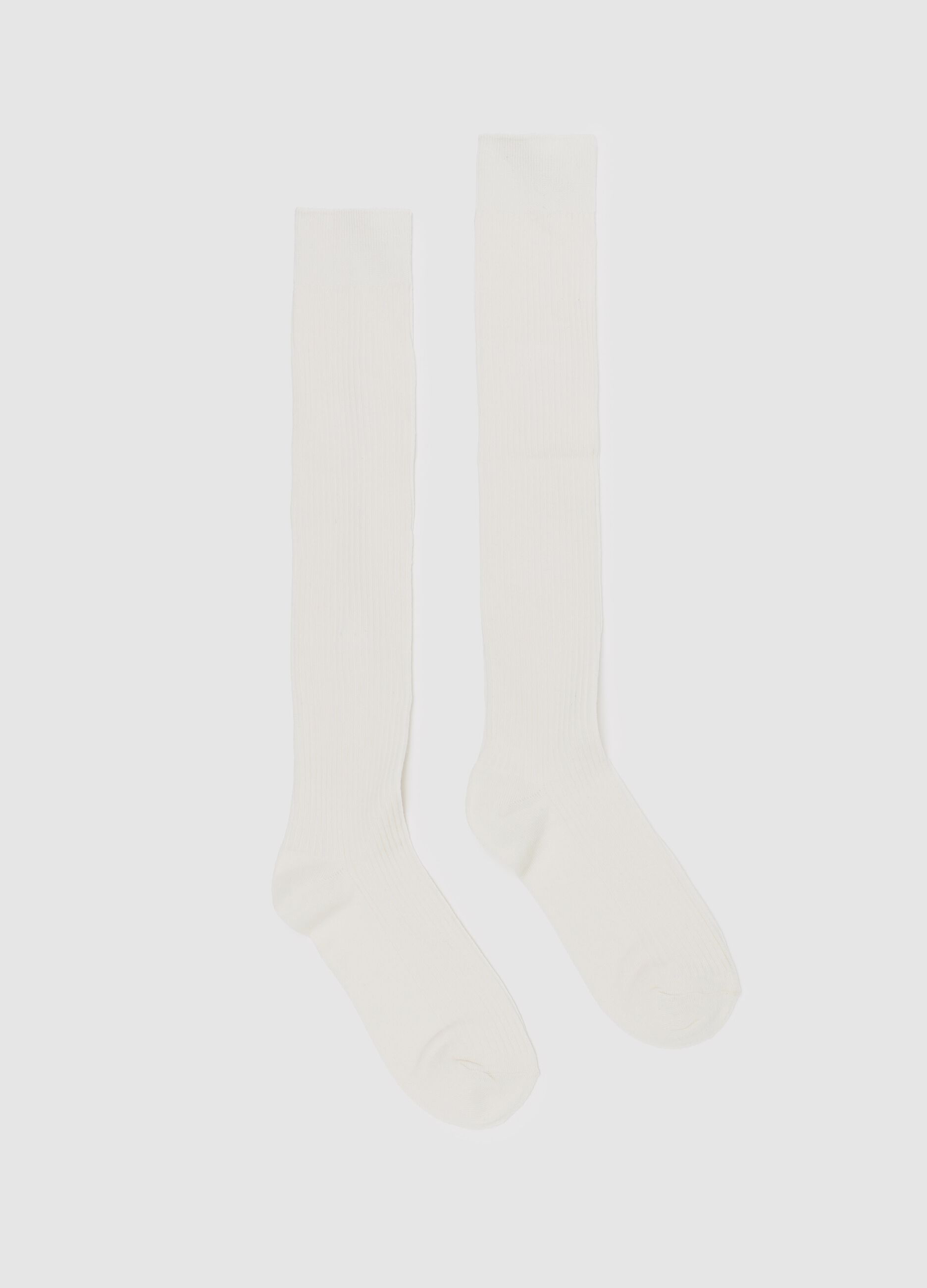 Long socks with ribbed leg