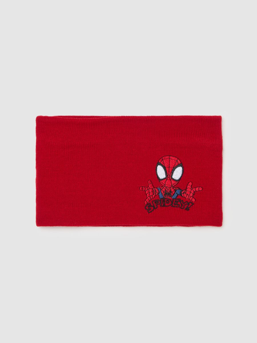 Knitted neck warmer with Spidey embroidery_0