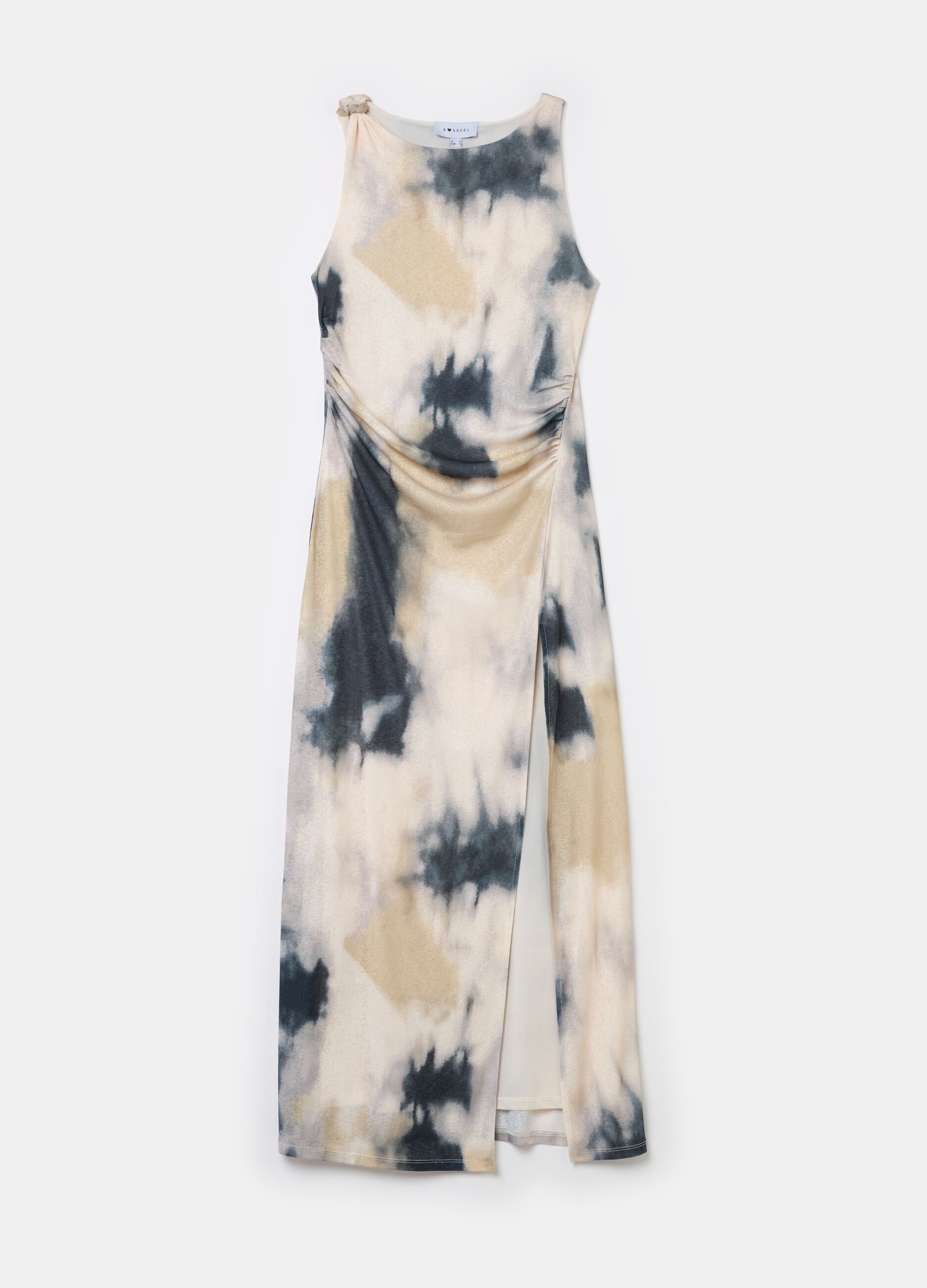 Long tie-dye dress with gathering