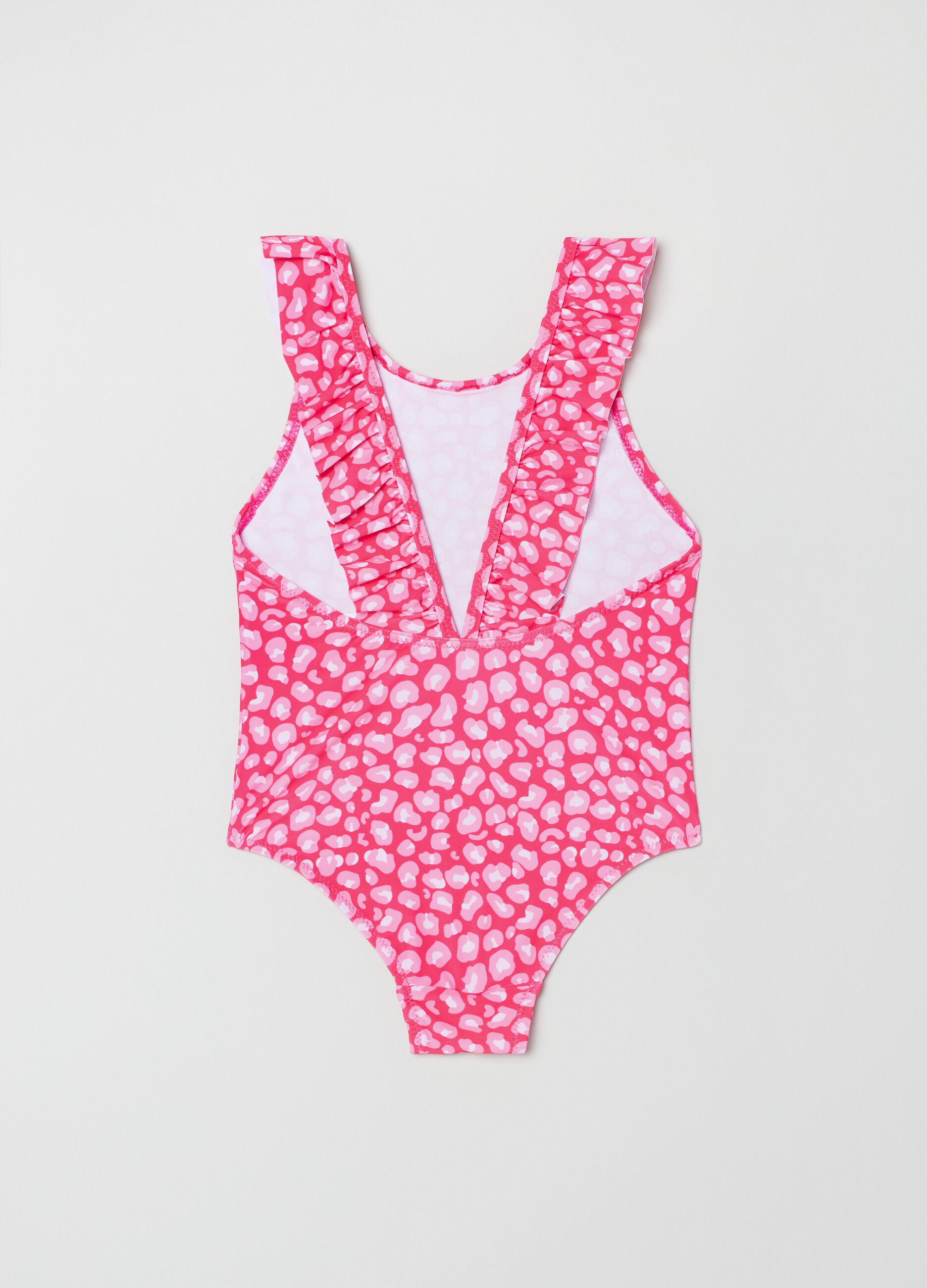 One-piece swimsuit with animal print pattern