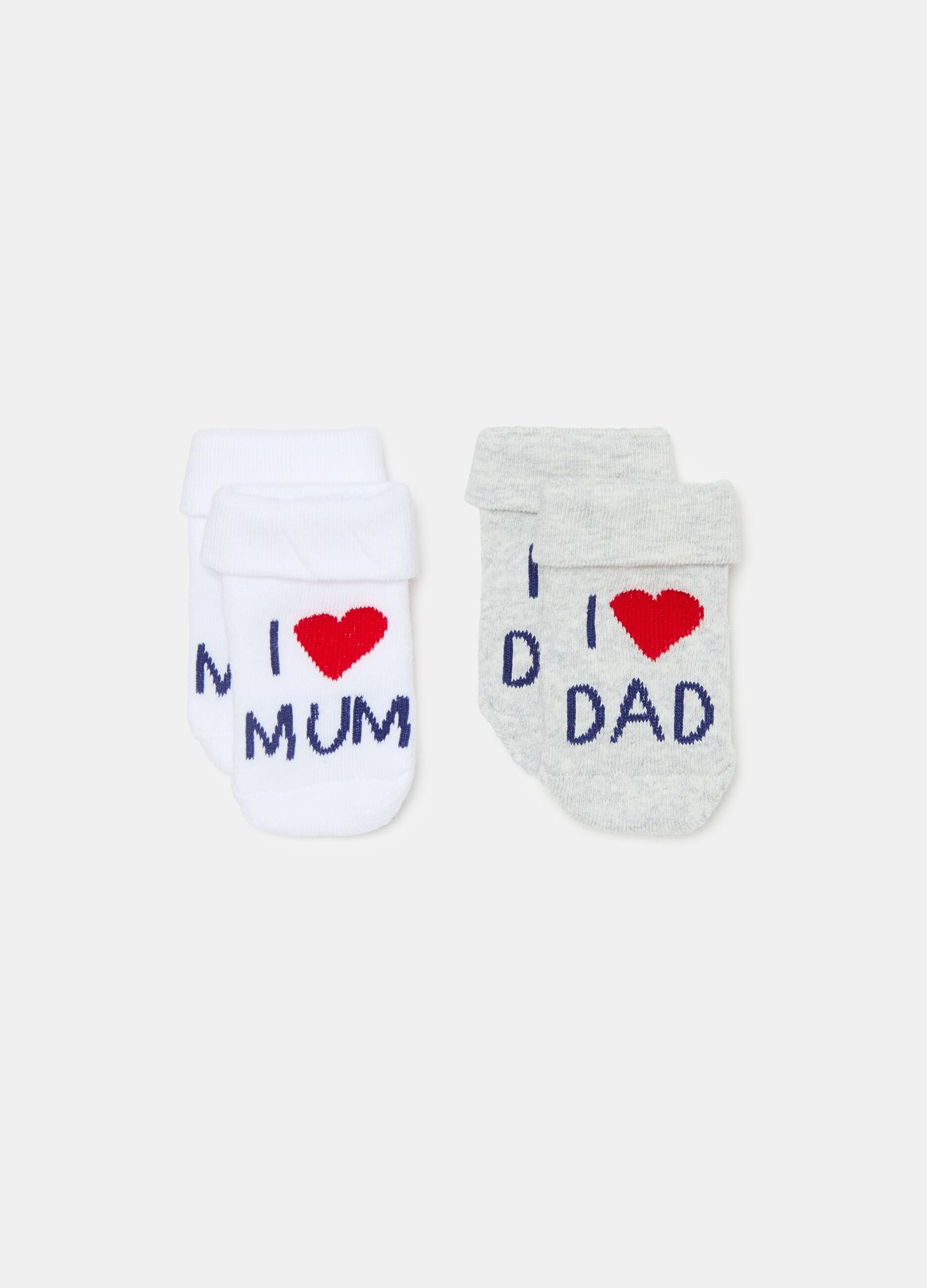 Two-pack I Love Mum and I Love Dad short socks