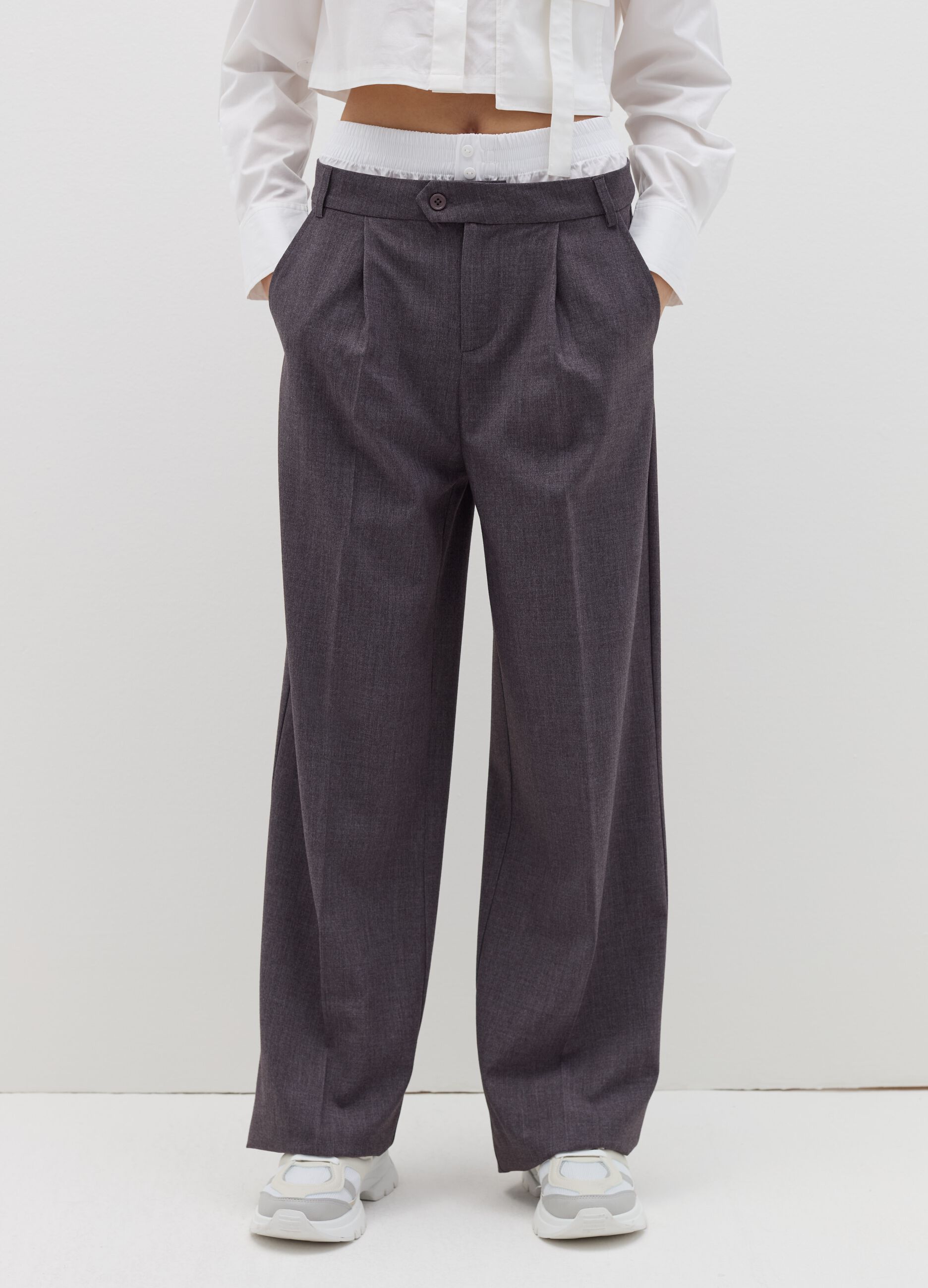 Palazzo trousers with boxer waist