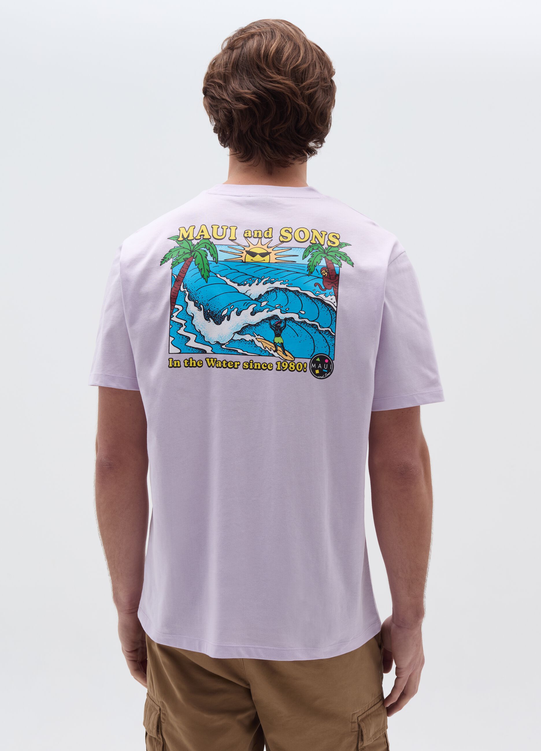 T-shirt stampa logo con motivo surf