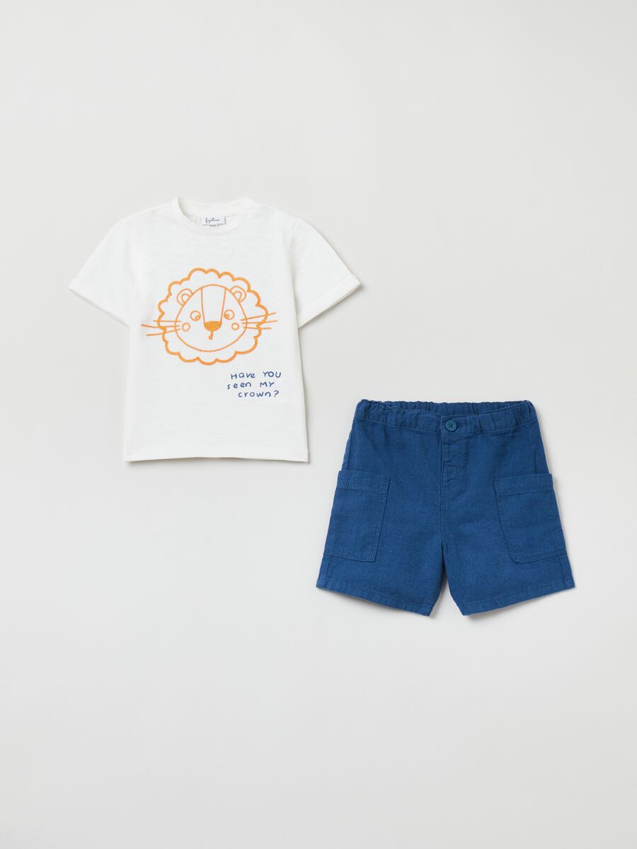 Set t-shirt e shorts con ricamo_0
