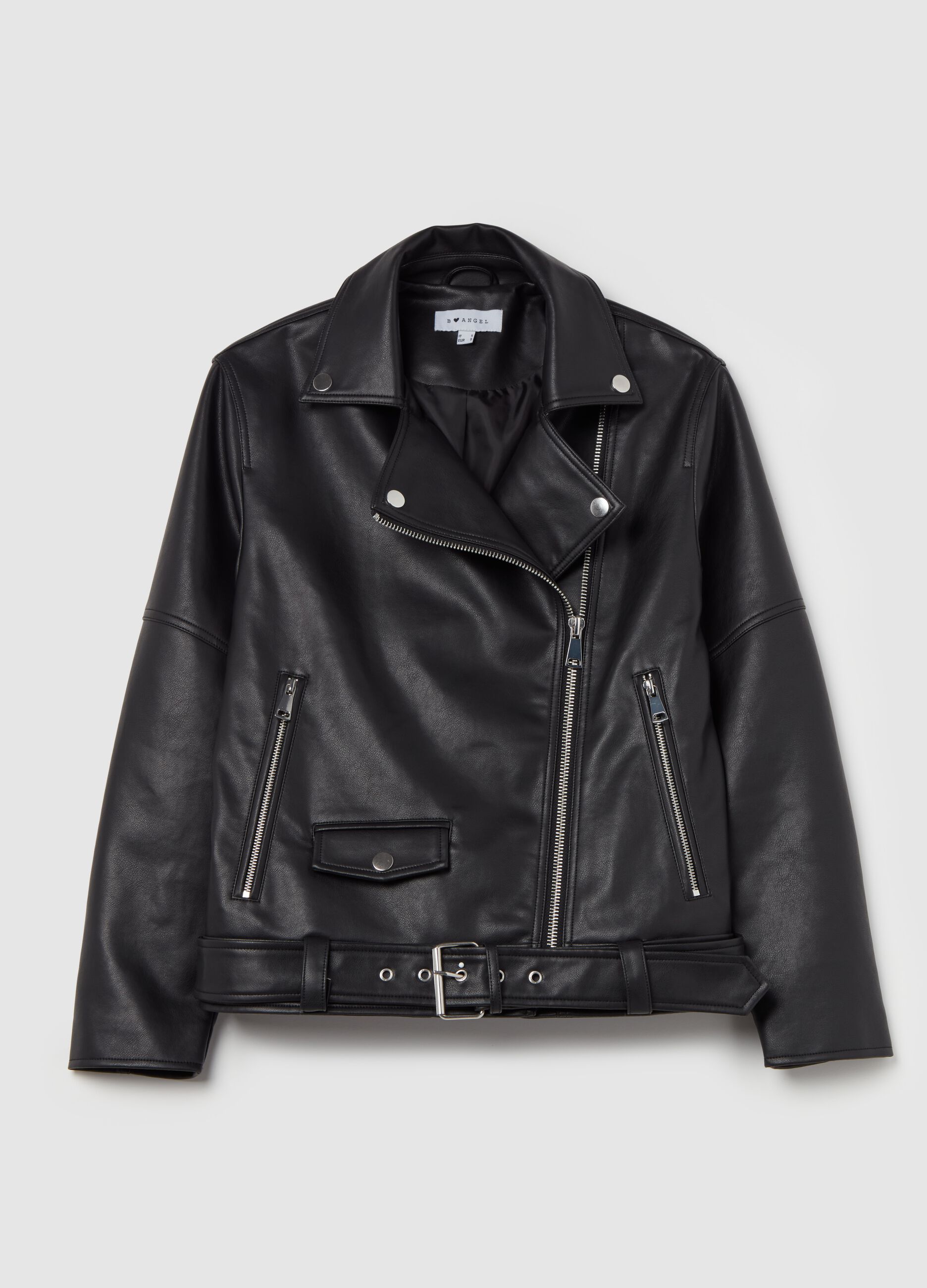 Oversized biker jacket with zip