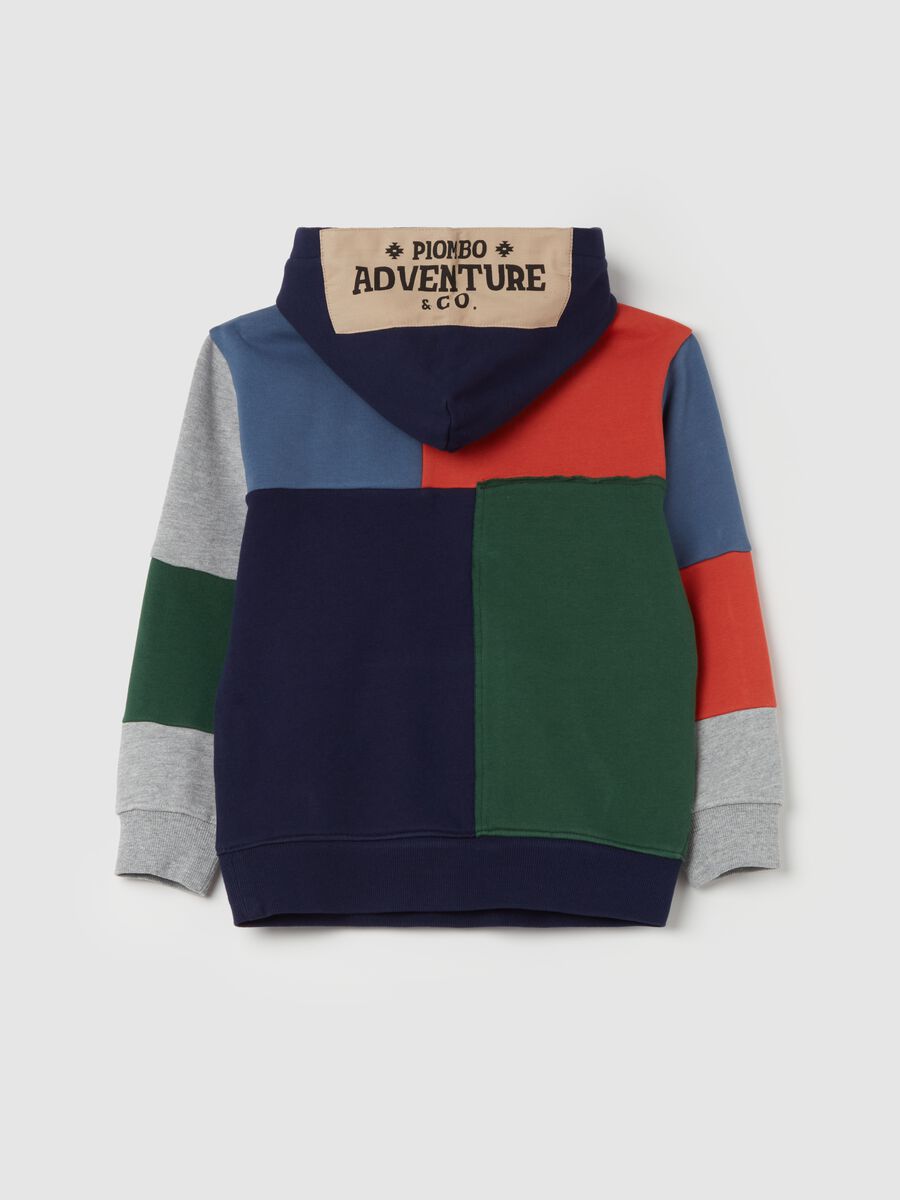 Patchwork-effect sweatshirt with hood_1