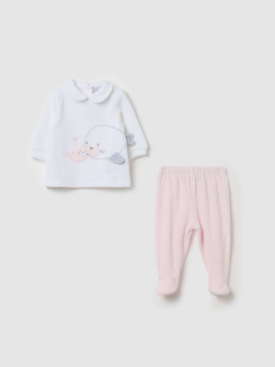 T-shirt and baby leggings set in velour_0