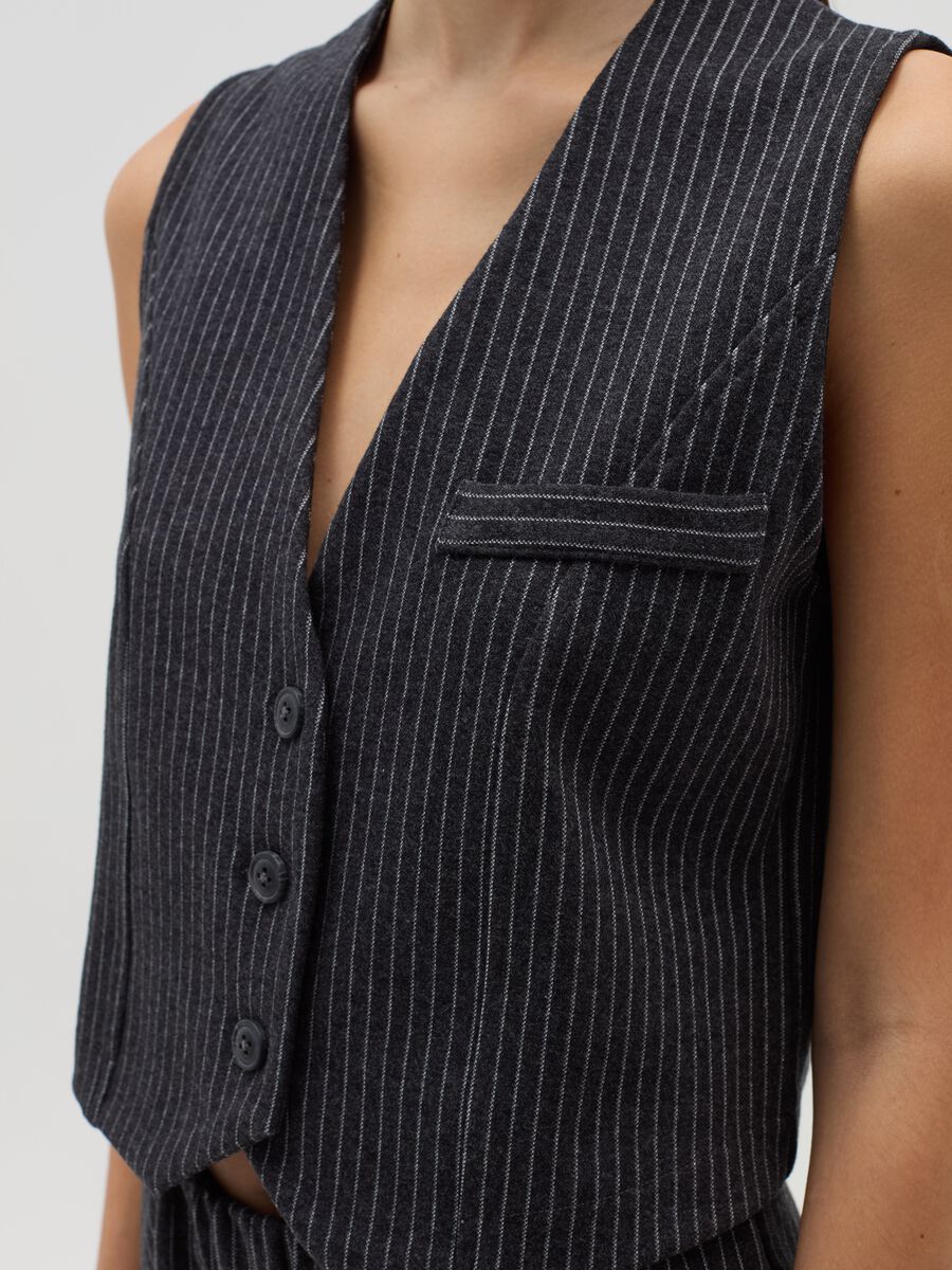 Pinstriped gilet with buttons_3