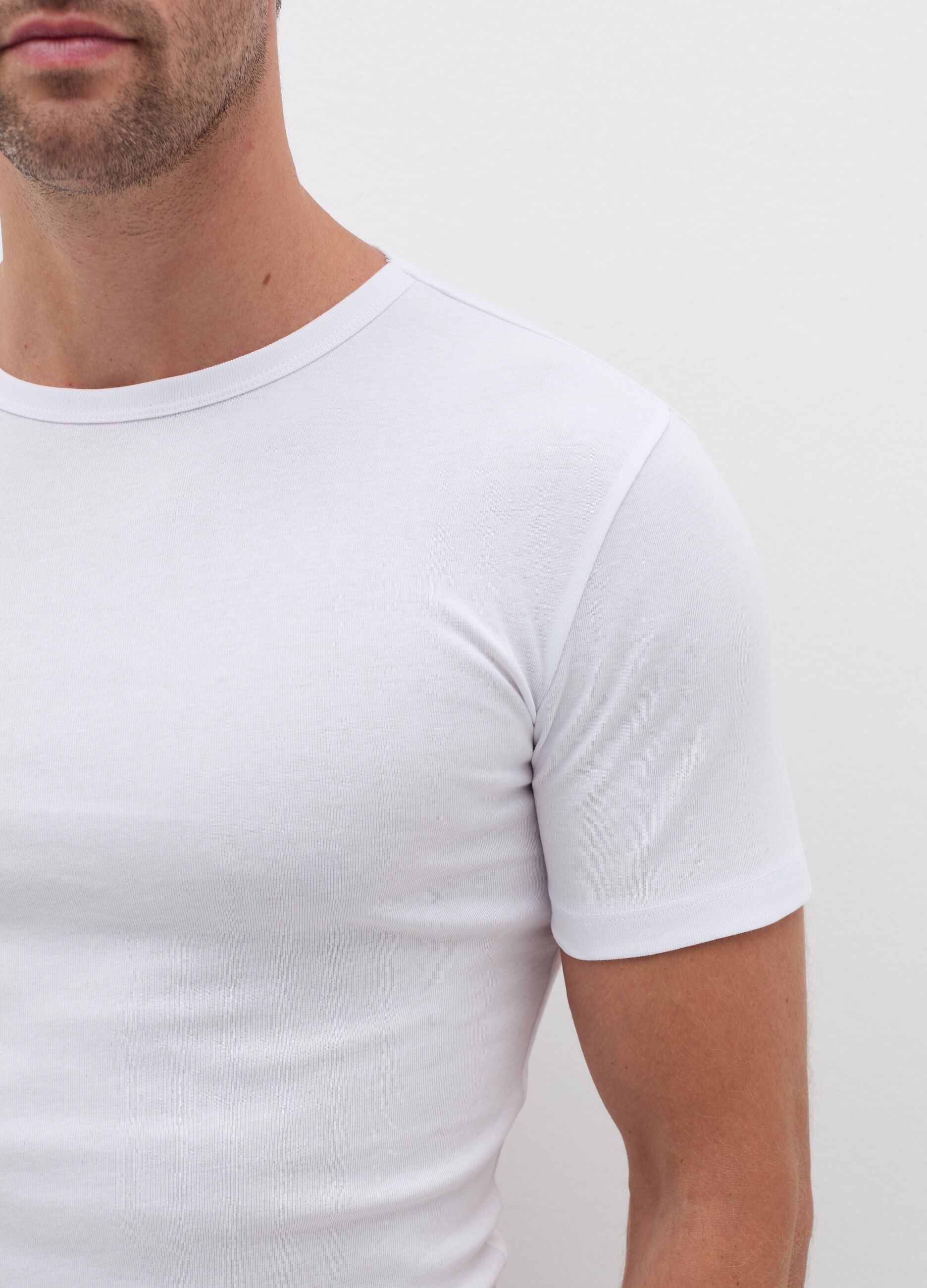 Two-pack undershirts with thin ribbing