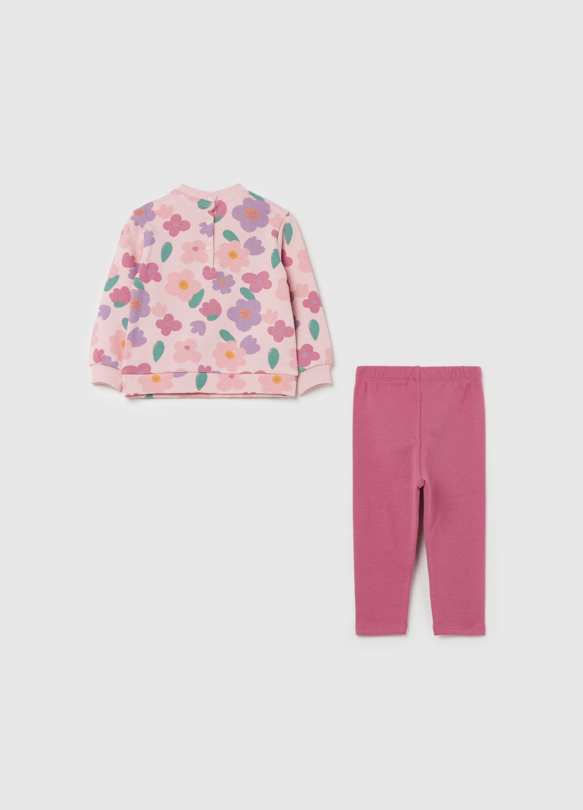 Jogging set in cotton with floral pattern