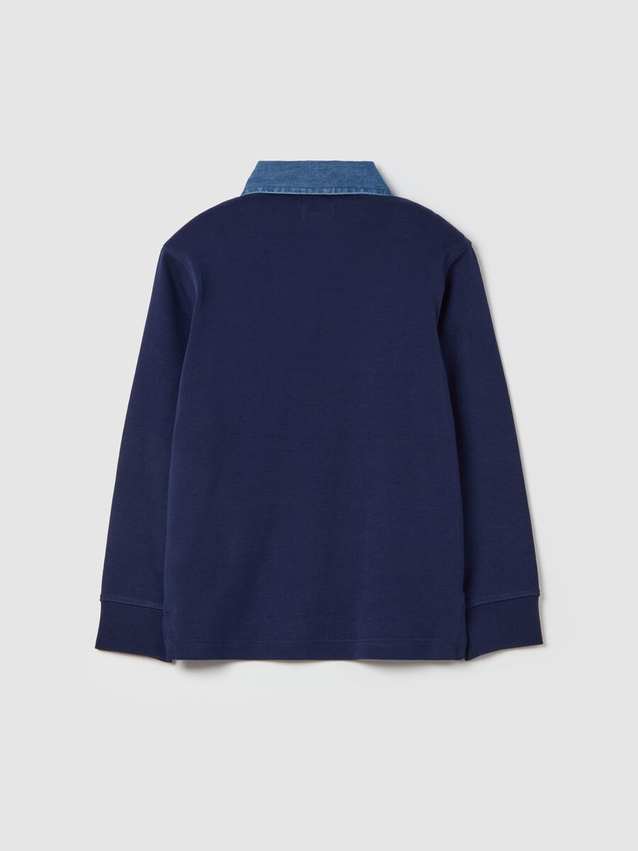 Polo shirt with long sleeves and bouclé patch_1