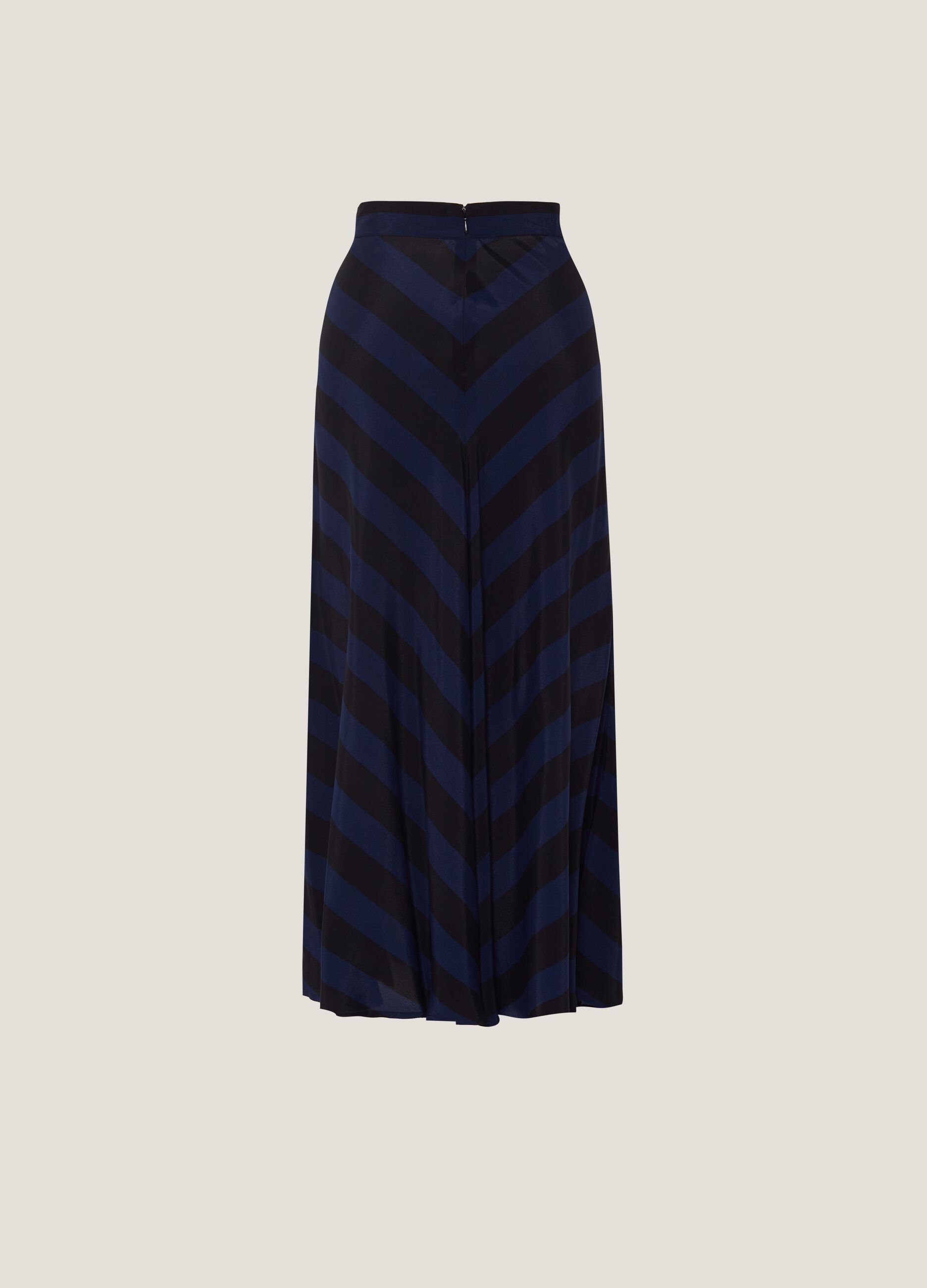 Satin viscose midi skirt with diagonal stripes