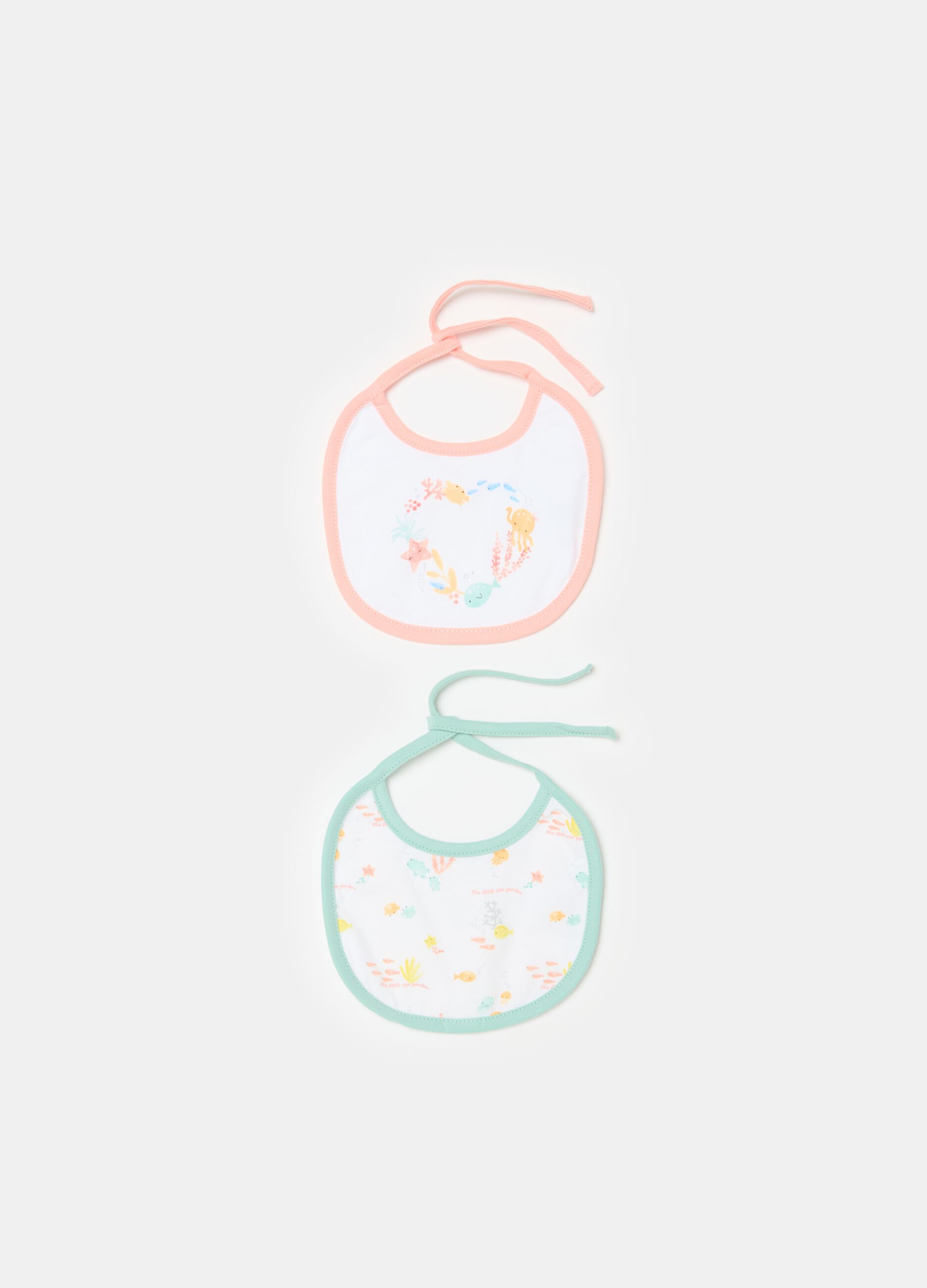 Two-pack bibs in organic cotton with sea motif