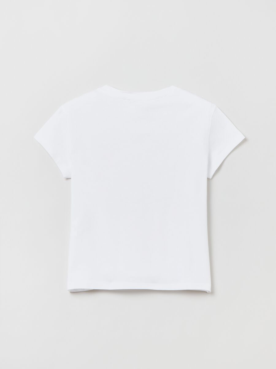 T-shirt in cotone con stampa e ricamo farfalla _1