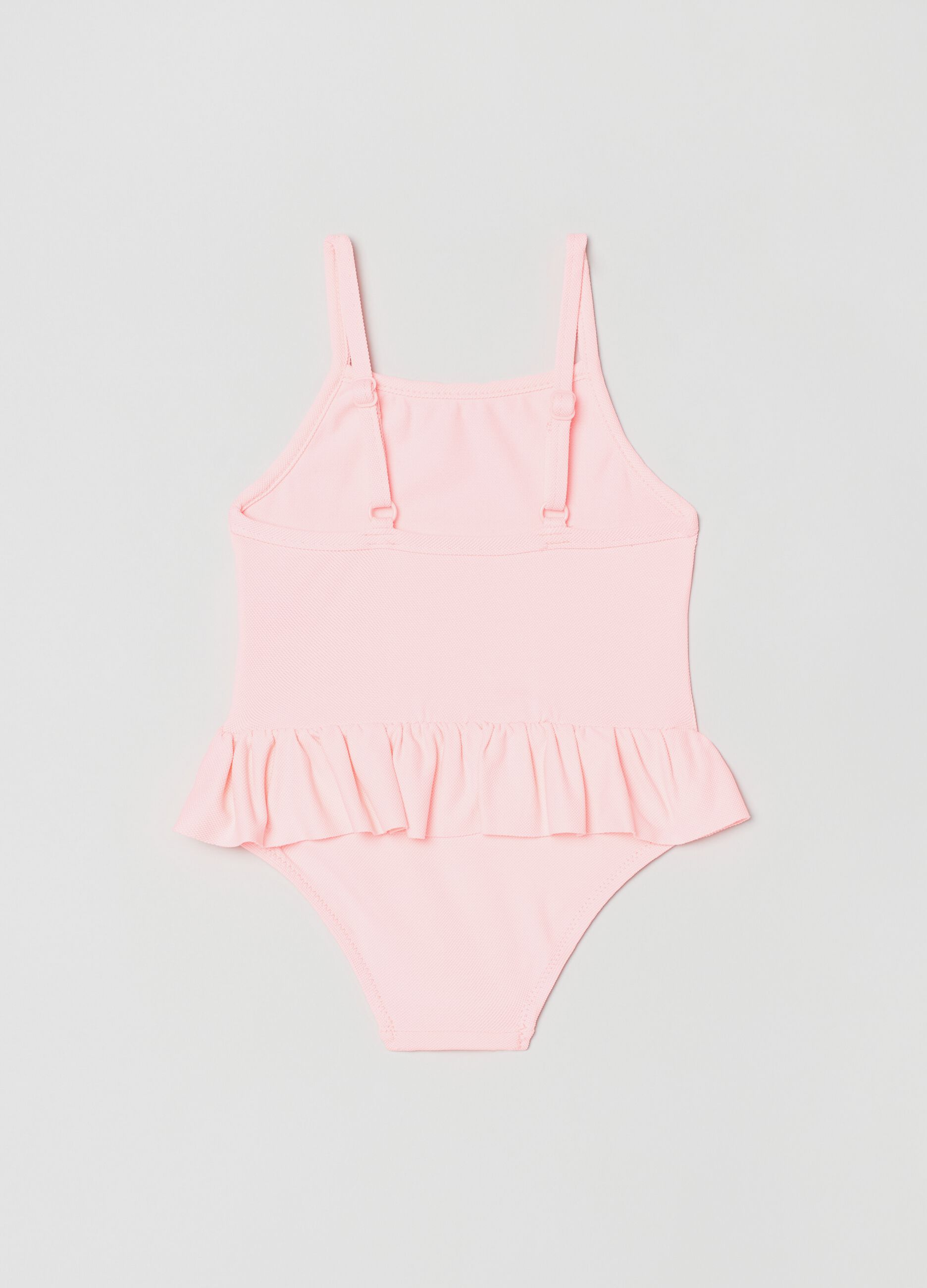 One-piece swimsuit with flounce