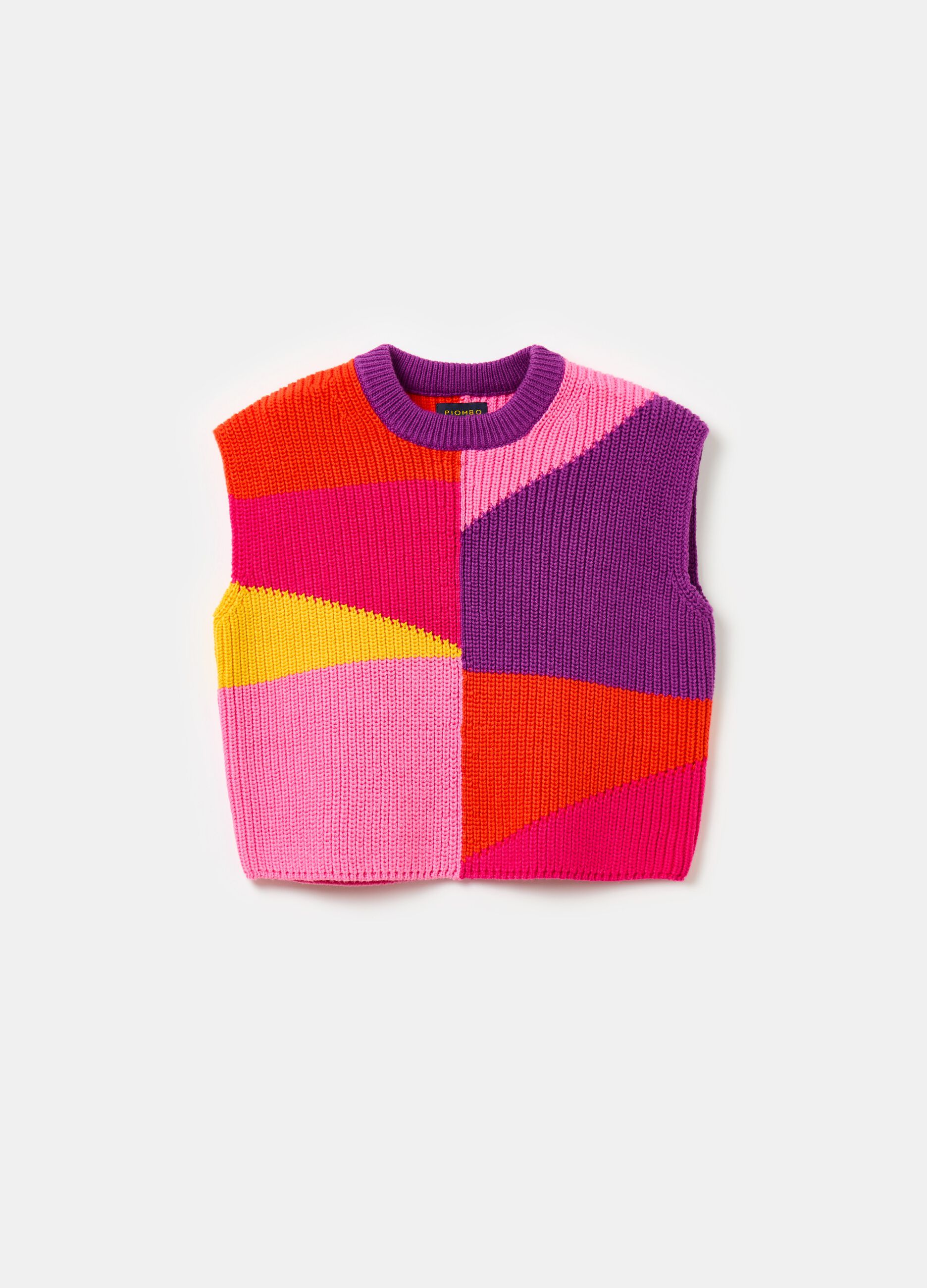 Colourblock cotton gilet