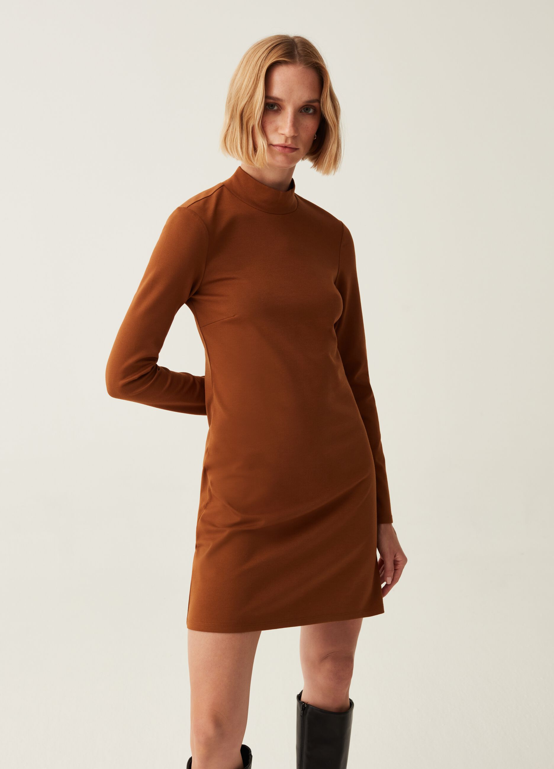 Short dress with mock neck