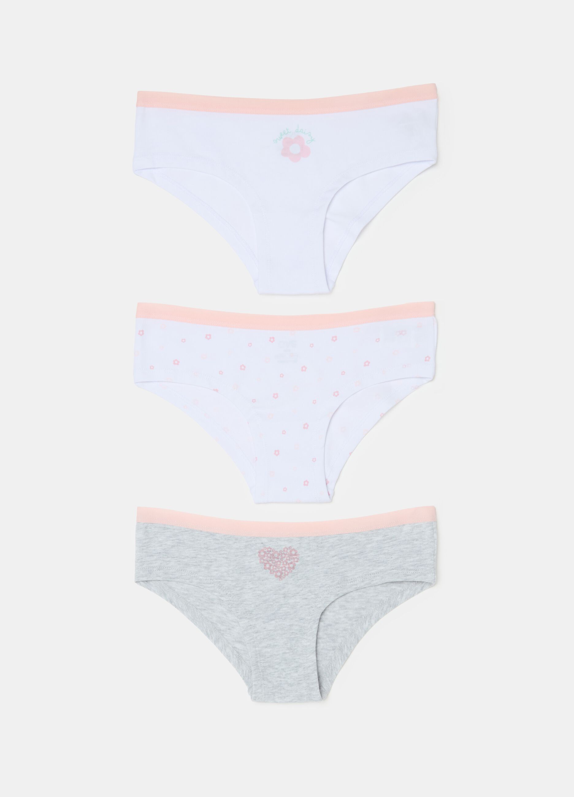 Three-pack French knickers in organic cotton with print