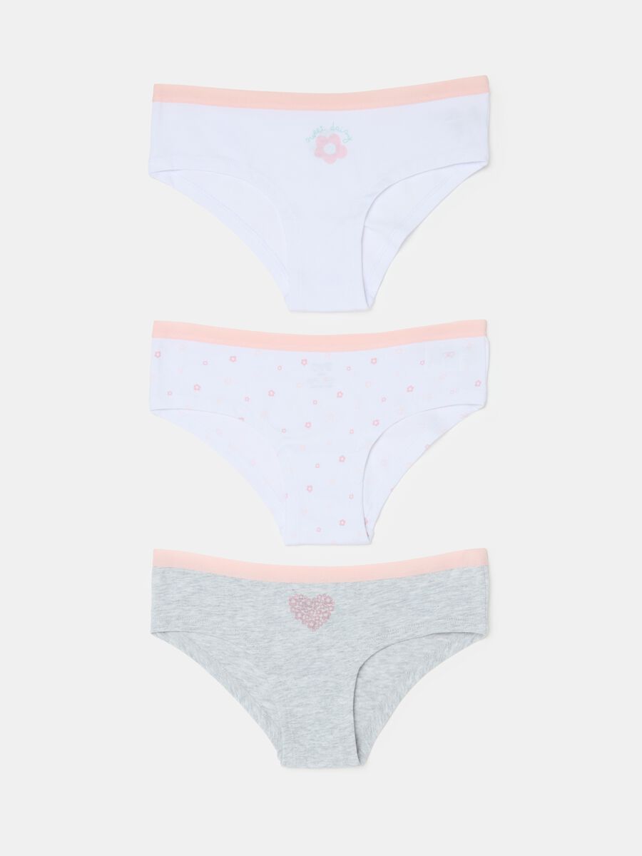 Three-pack French knickers in organic cotton with print_0