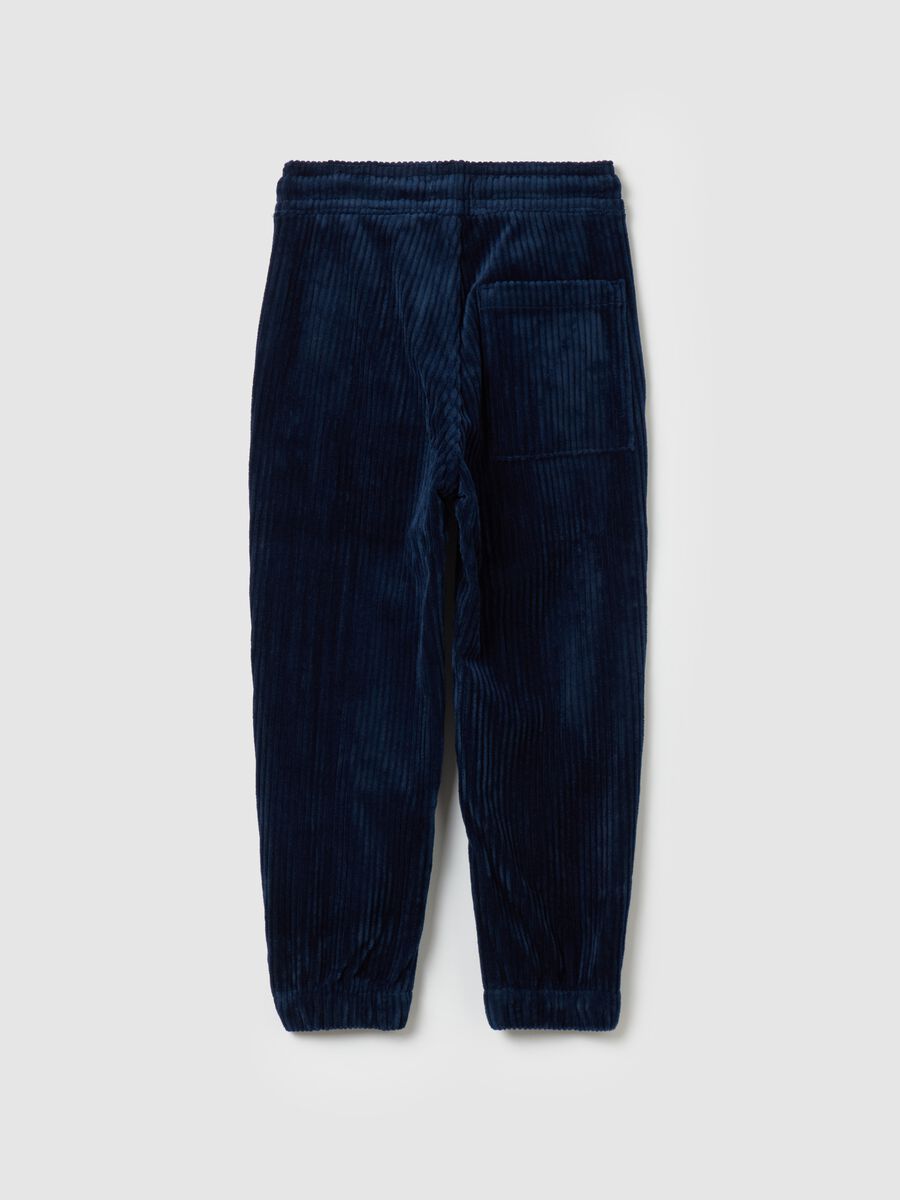 Corduroy jogger trousers with drawstring_1