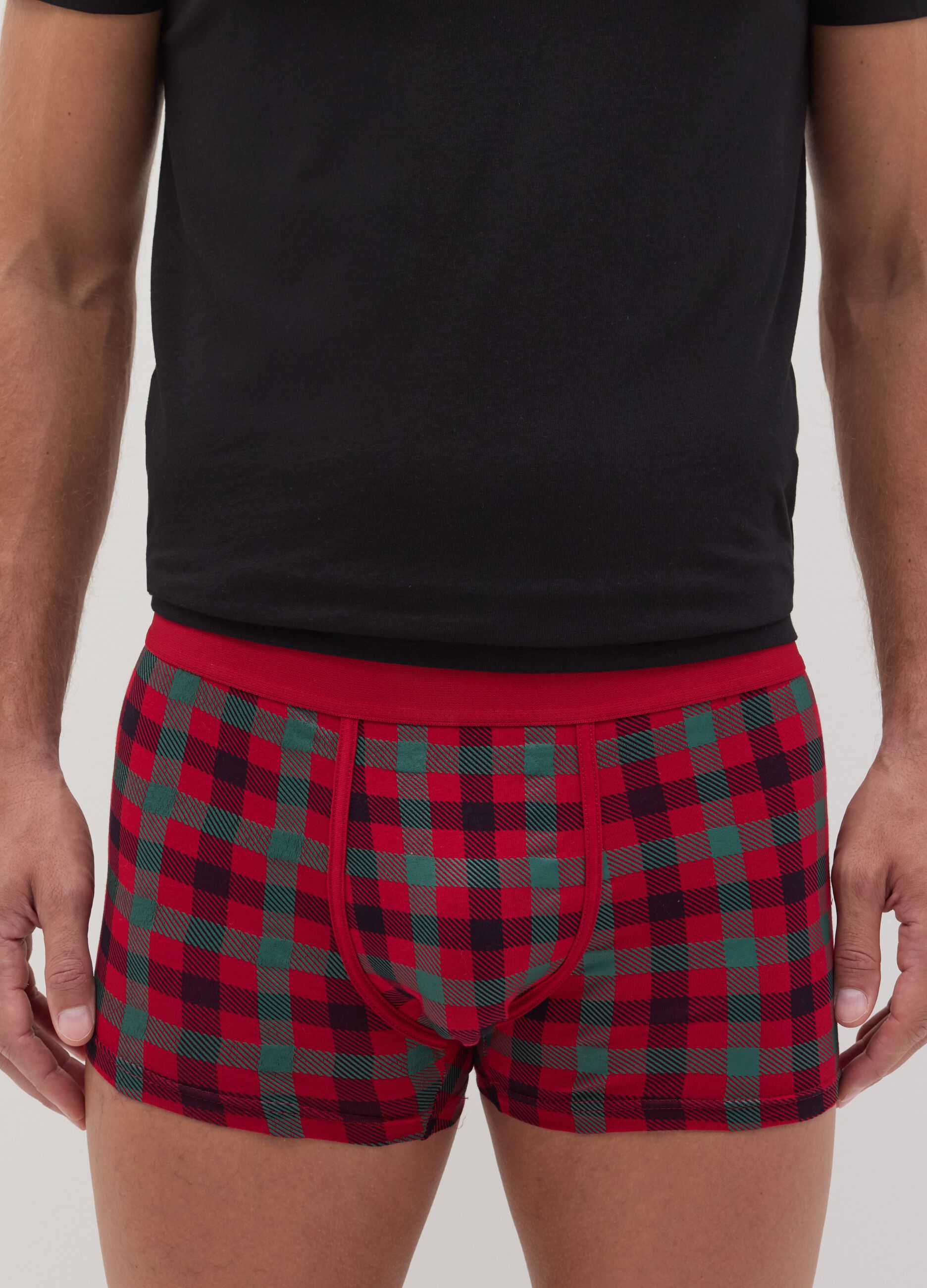 Stretch organic cotton boxer shorts with all-over print