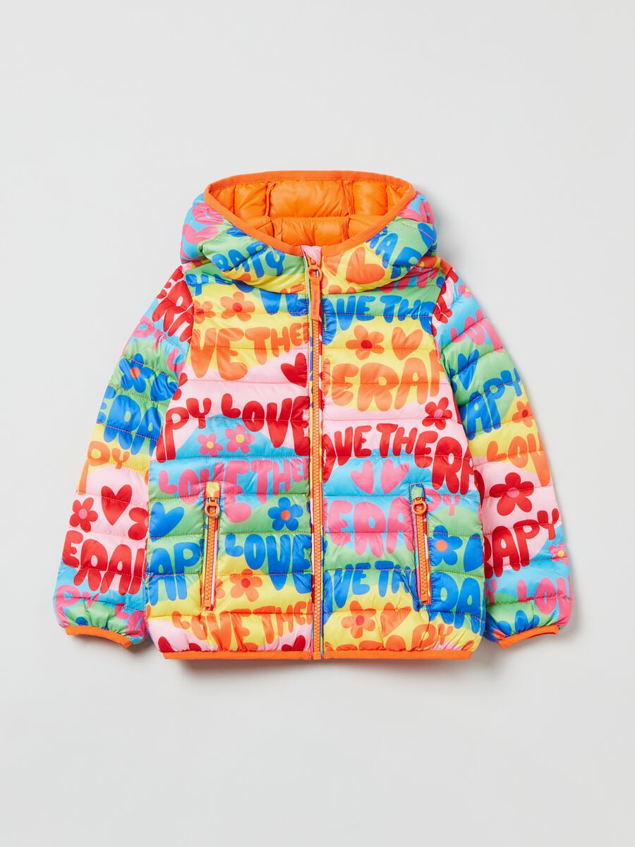 Ultra-light padded jacket with Love Therapy print_0