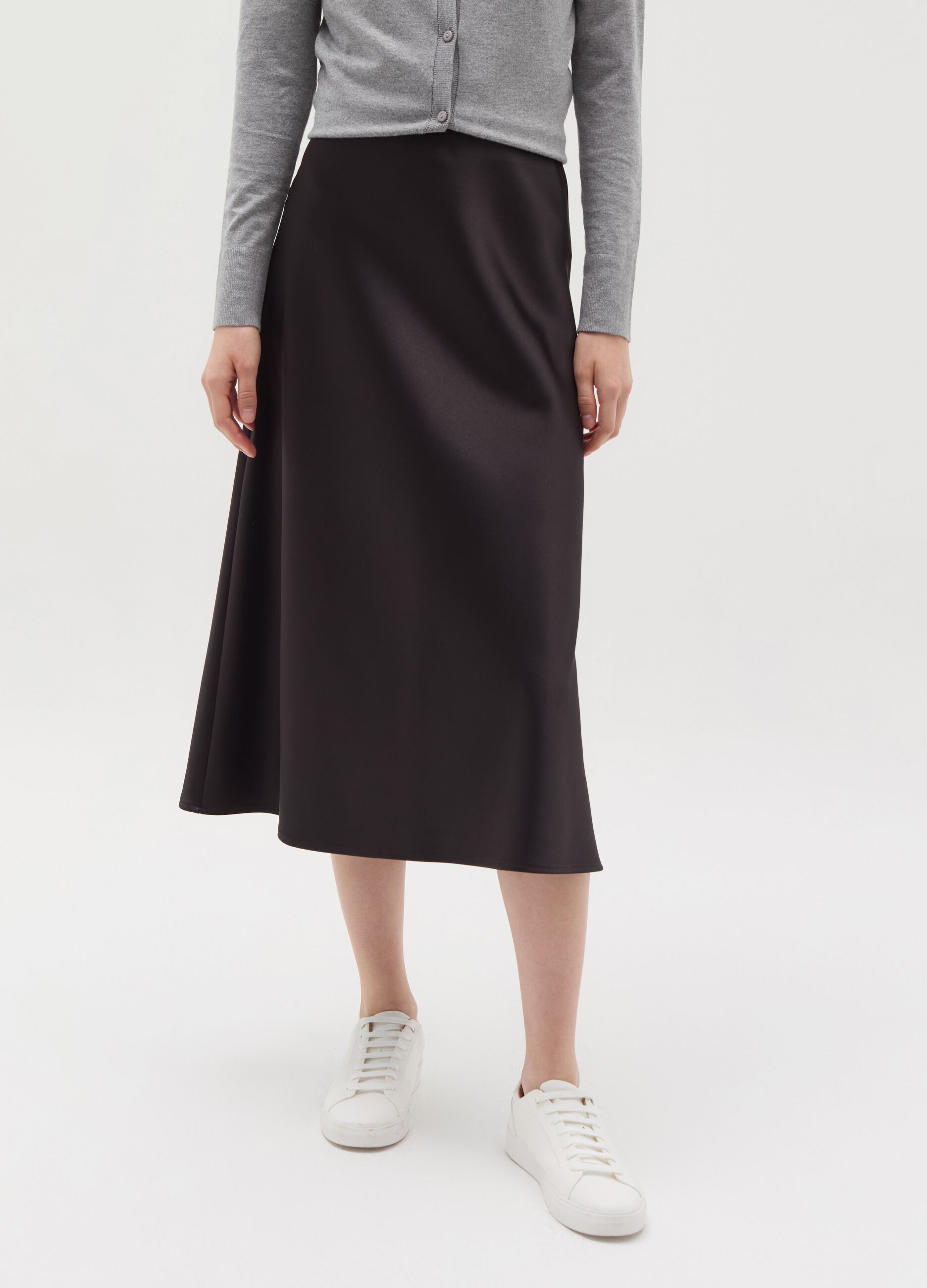 Midi skirt in satin