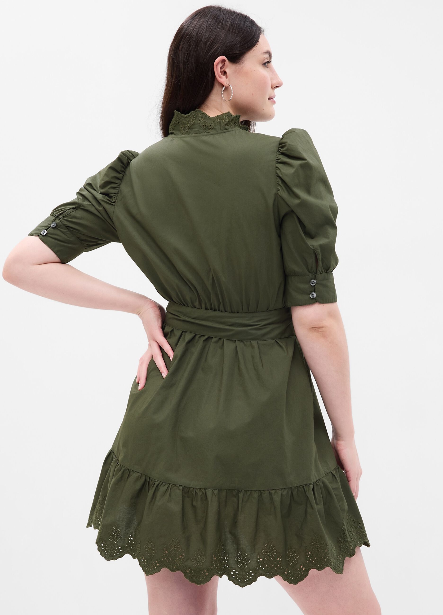 Shirt dress with broderie anglaise details