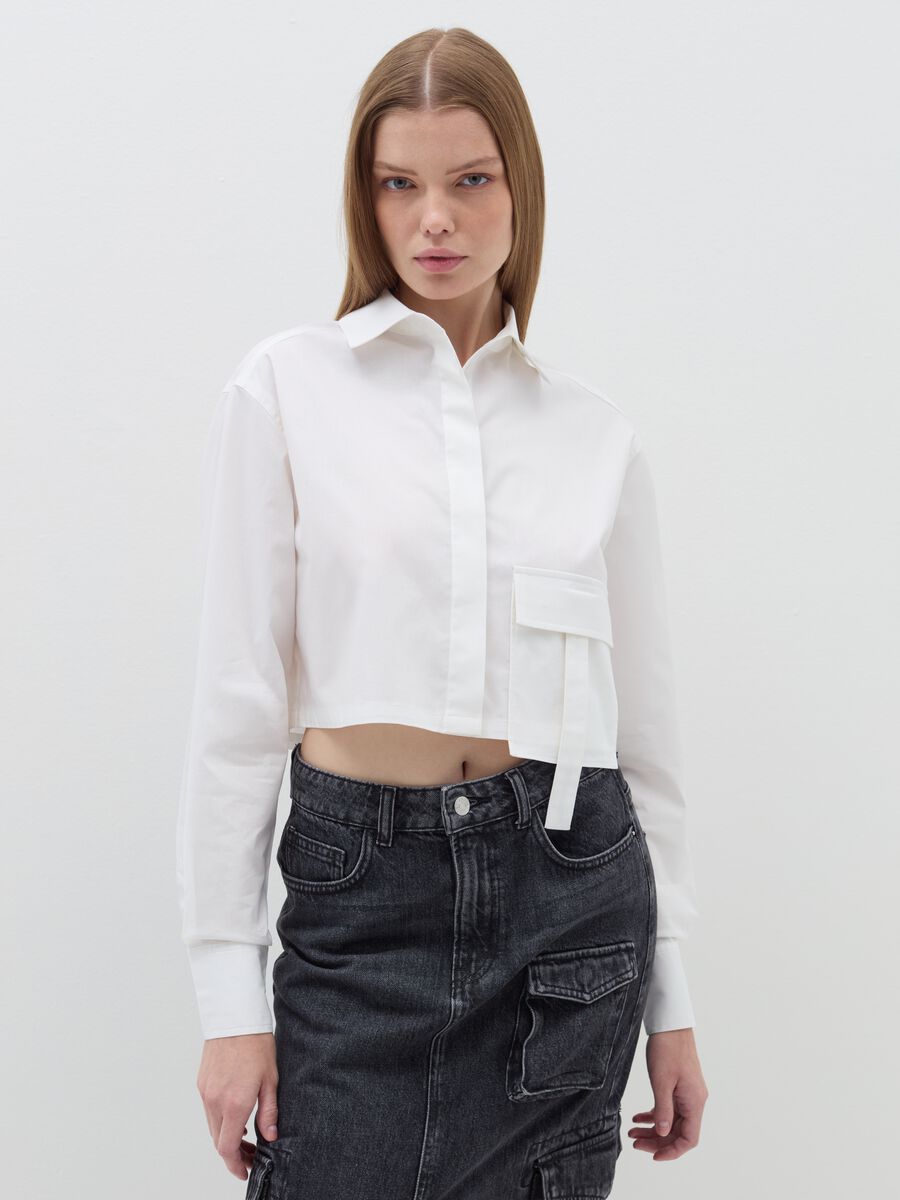 Crop shirt with pocket_0